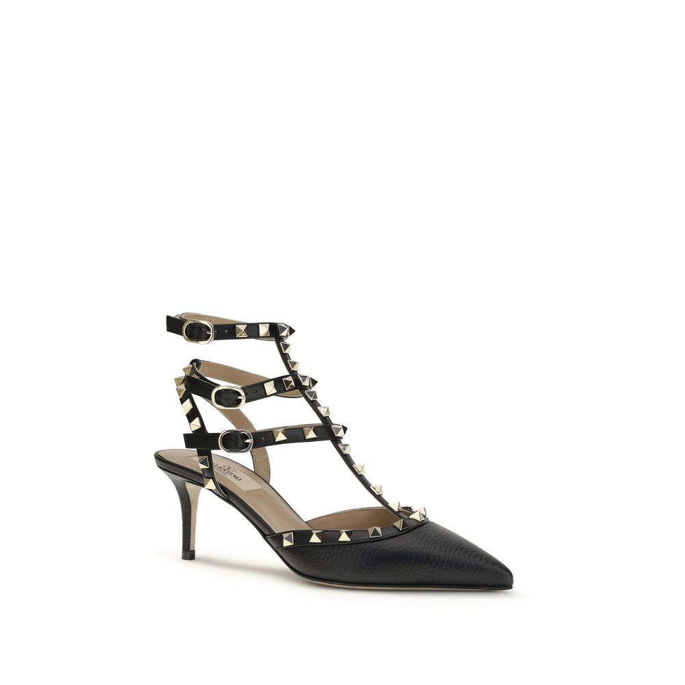 Valentino Garavani Black Calf Leather Bos Taurus High Heel Pumps Valentino Garavani