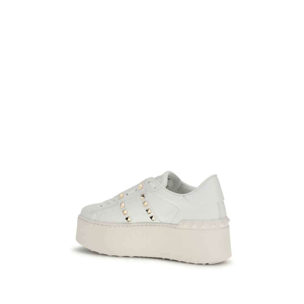 Valentino Garavani White Calf Leather Bos Taurus Platform Sneakers Valentino Garavani