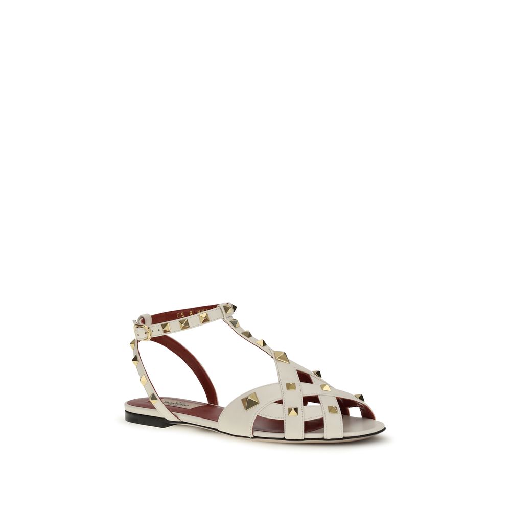 Valentino Garavani Beige Goatskin Flat Sandals Valentino Garavani