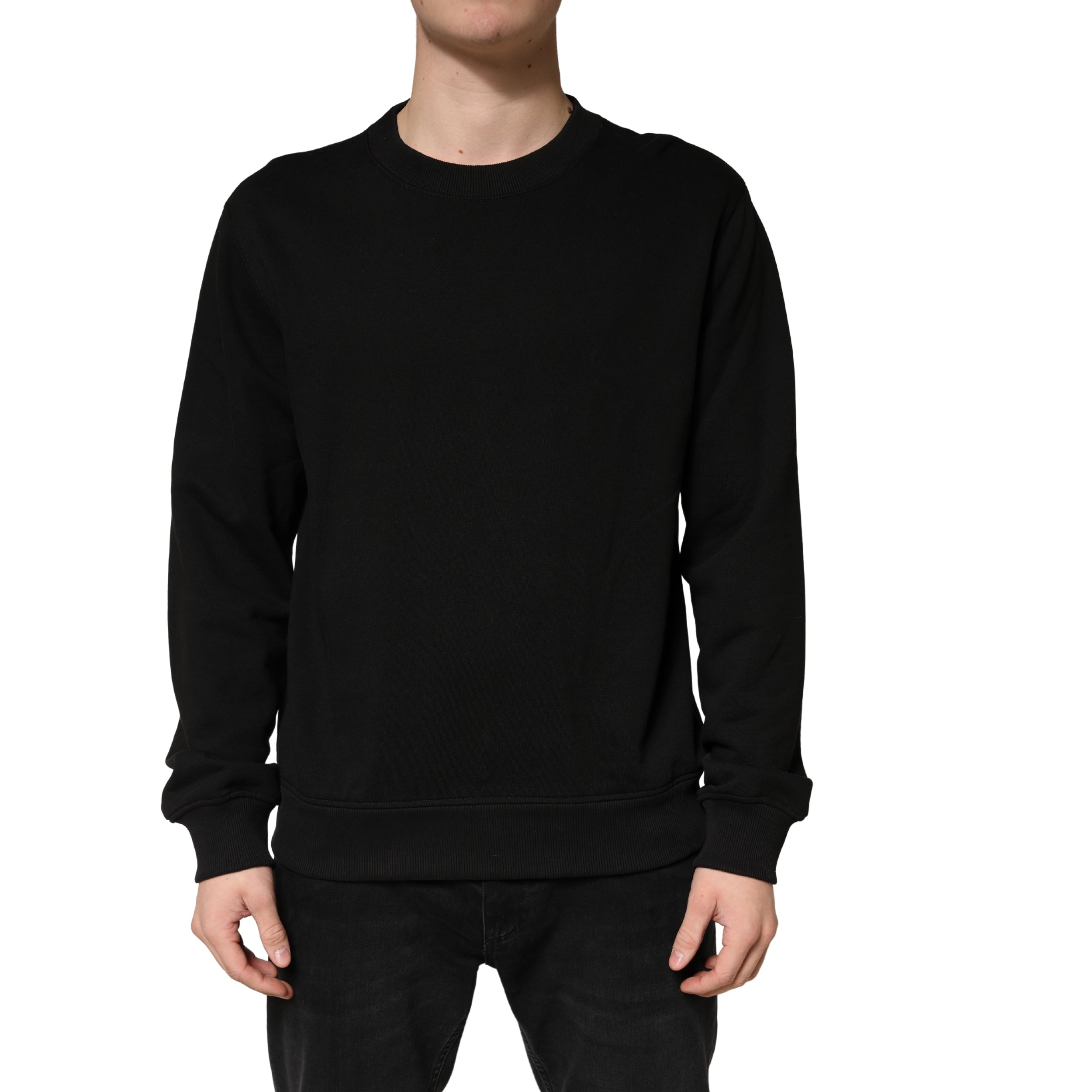 Dolce & Gabbana Sweater Black Cotton Crewneck Sweatshirt Dolce & Gabbana