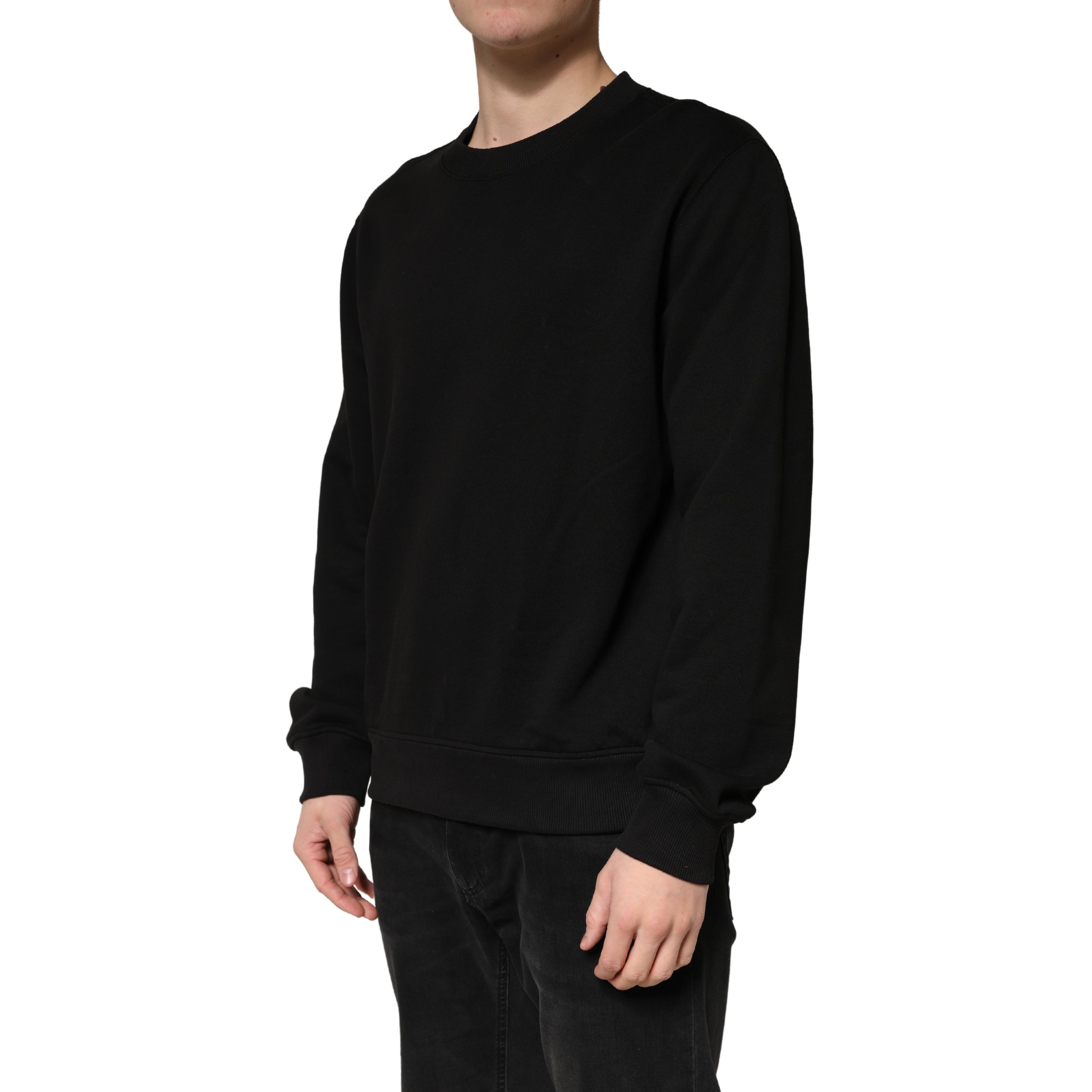 Dolce & Gabbana Sweater Black Cotton Crewneck Sweatshirt Dolce & Gabbana