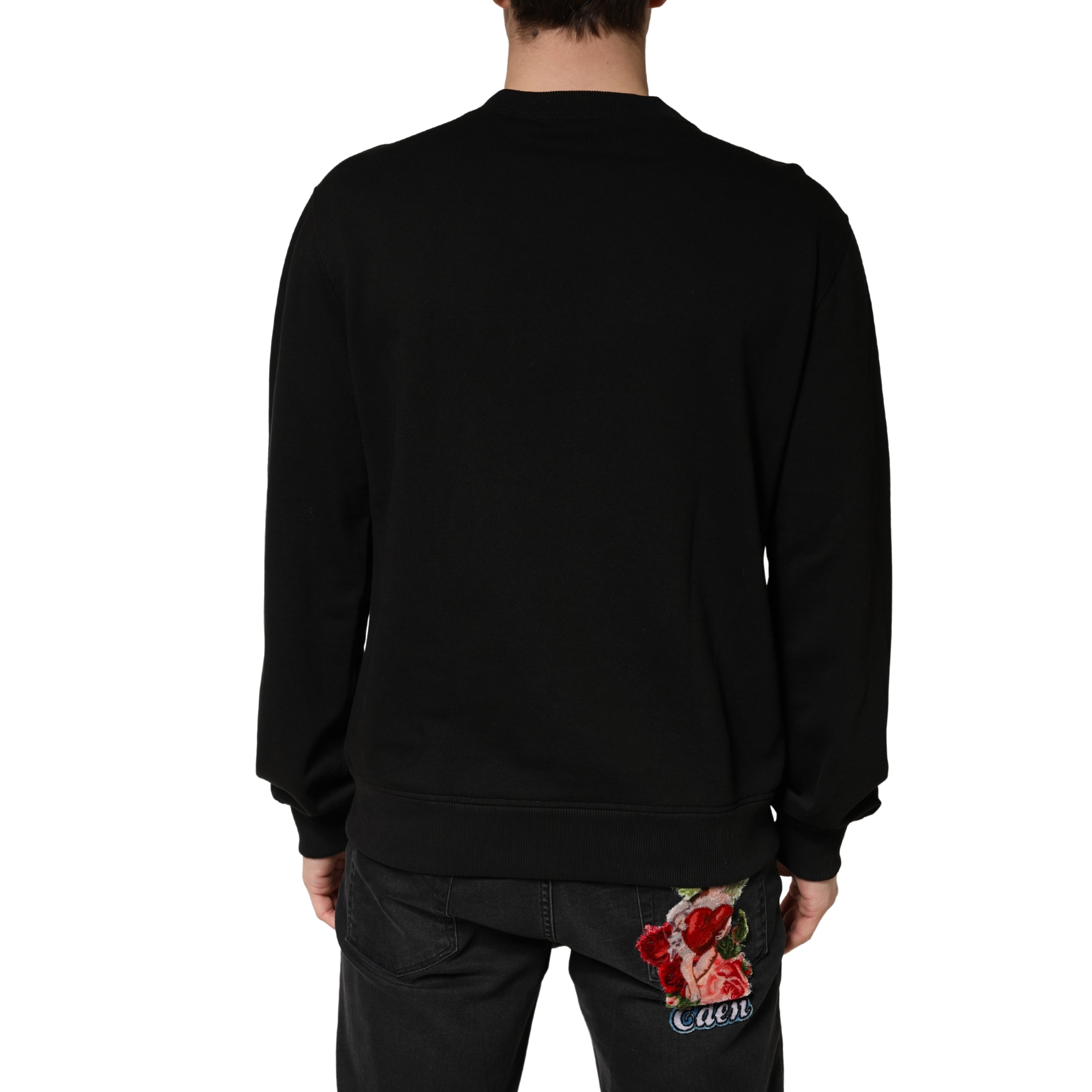 Dolce & Gabbana Sweater Black Cotton Crewneck Sweatshirt Dolce & Gabbana