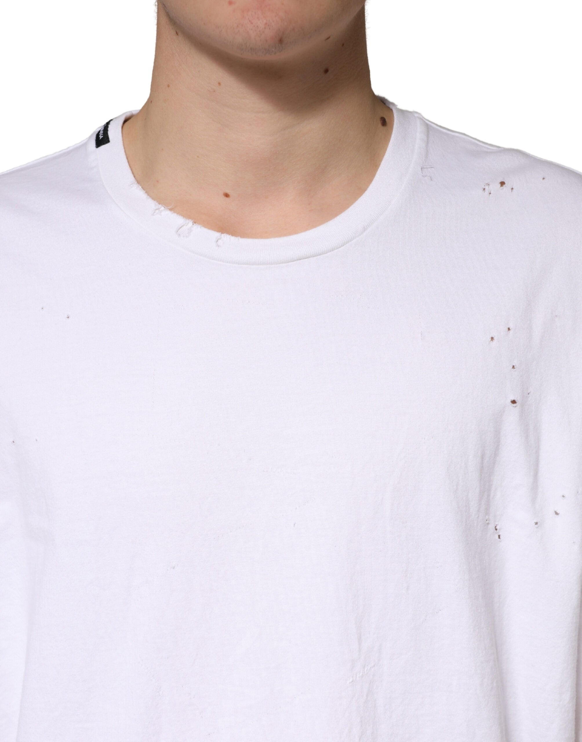 Dolce & Gabbana White Cotton Crewneck Short Sleeve T-Shirt Dolce & Gabbana