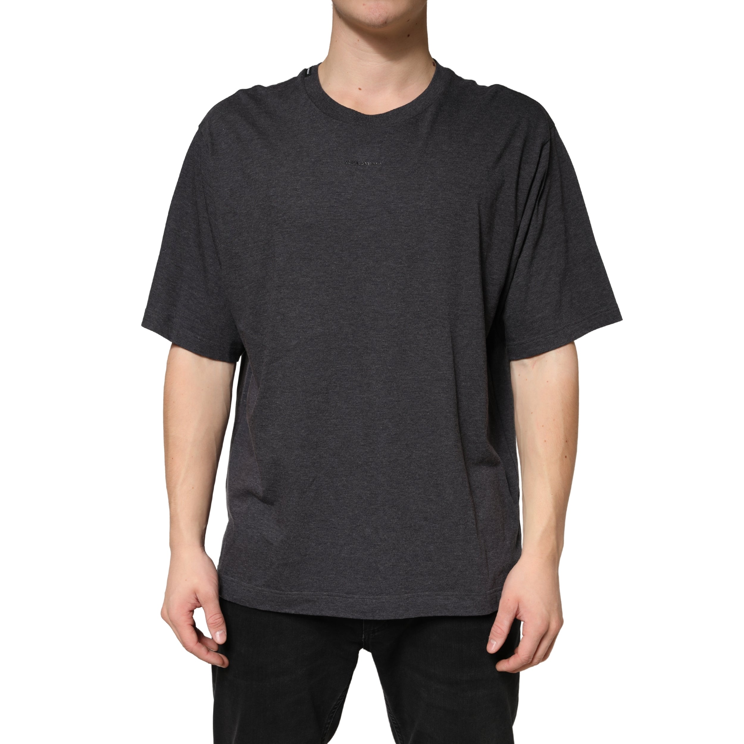 Dolce & Gabbana Dark Grey Cotton Crewneck Short Sleeve Dolce & Gabbana