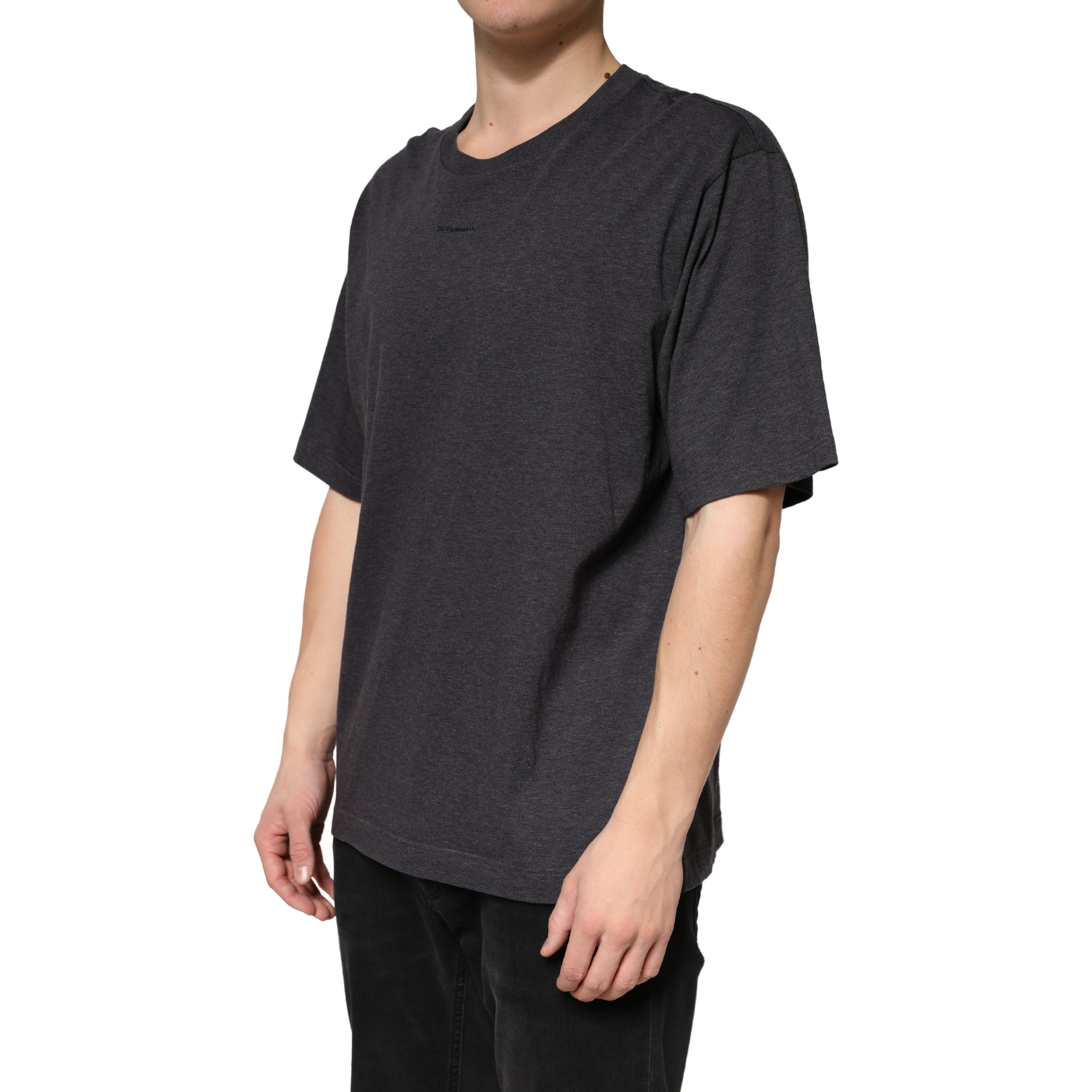 Dolce & Gabbana Dark Grey Cotton Crewneck Short Sleeve Dolce & Gabbana