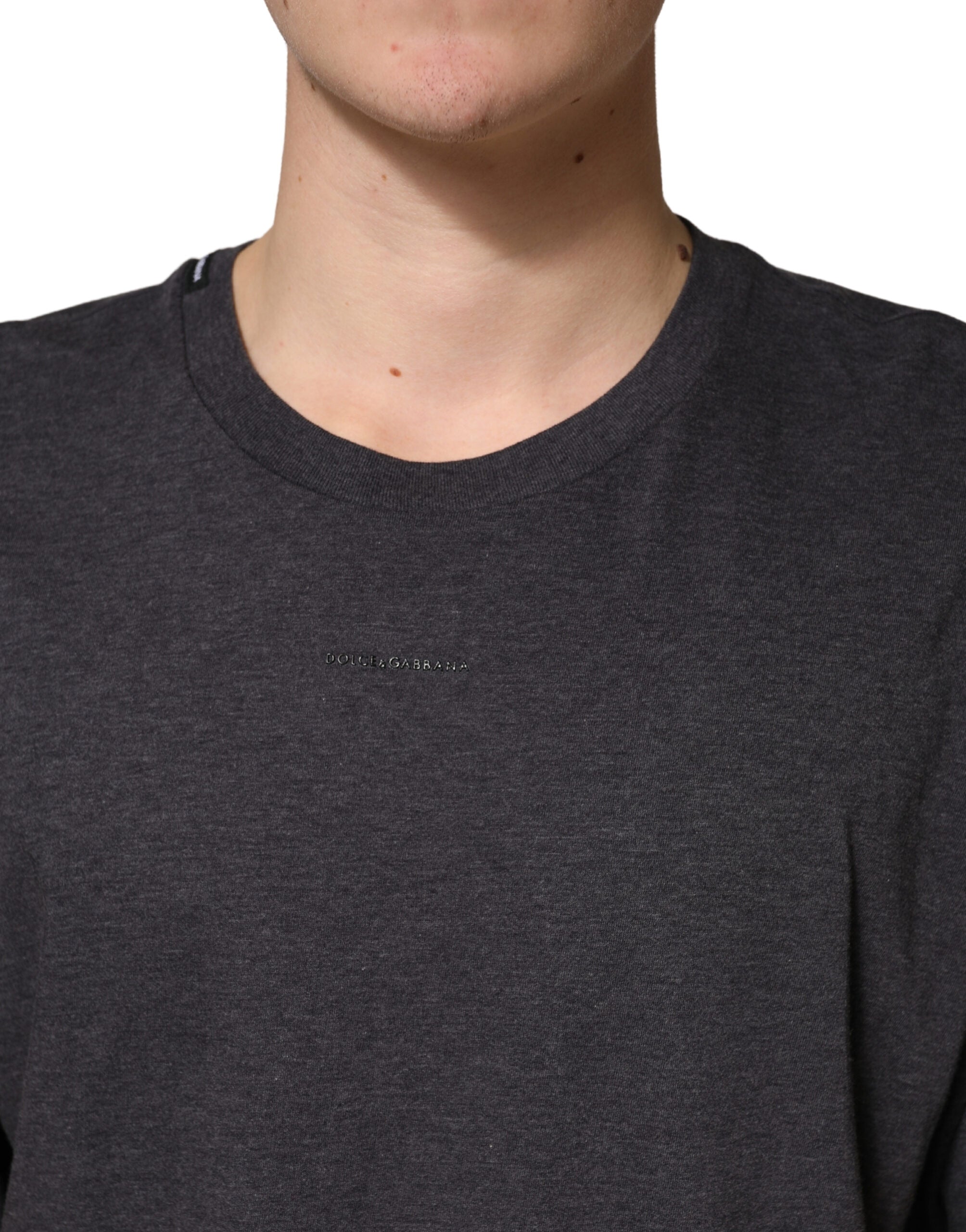 Dolce & Gabbana Dark Grey Cotton Crewneck Short Sleeve Dolce & Gabbana