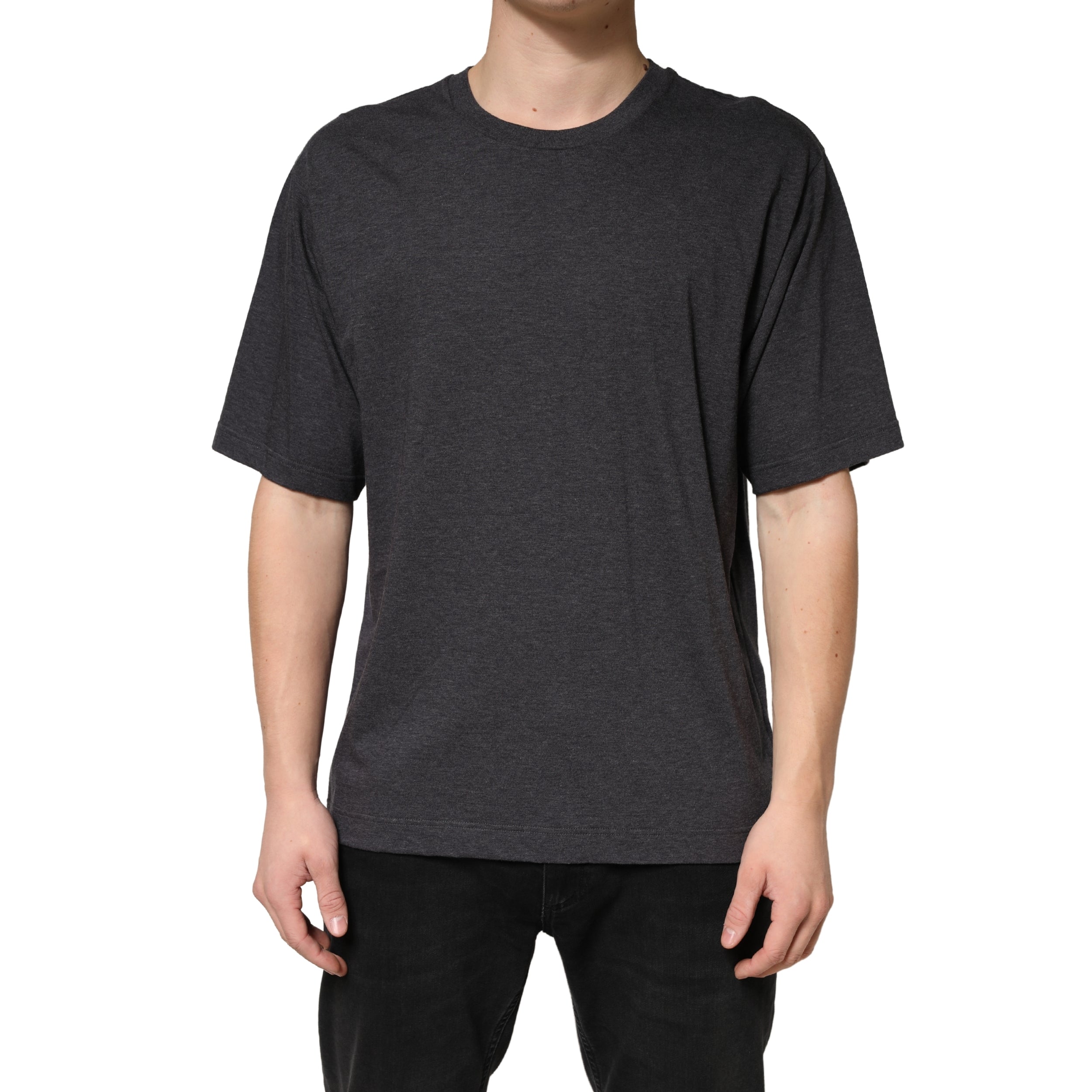 Dolce & Gabbana Dark Grey Cotton Crewneck Short Sleeve Dolce & Gabbana