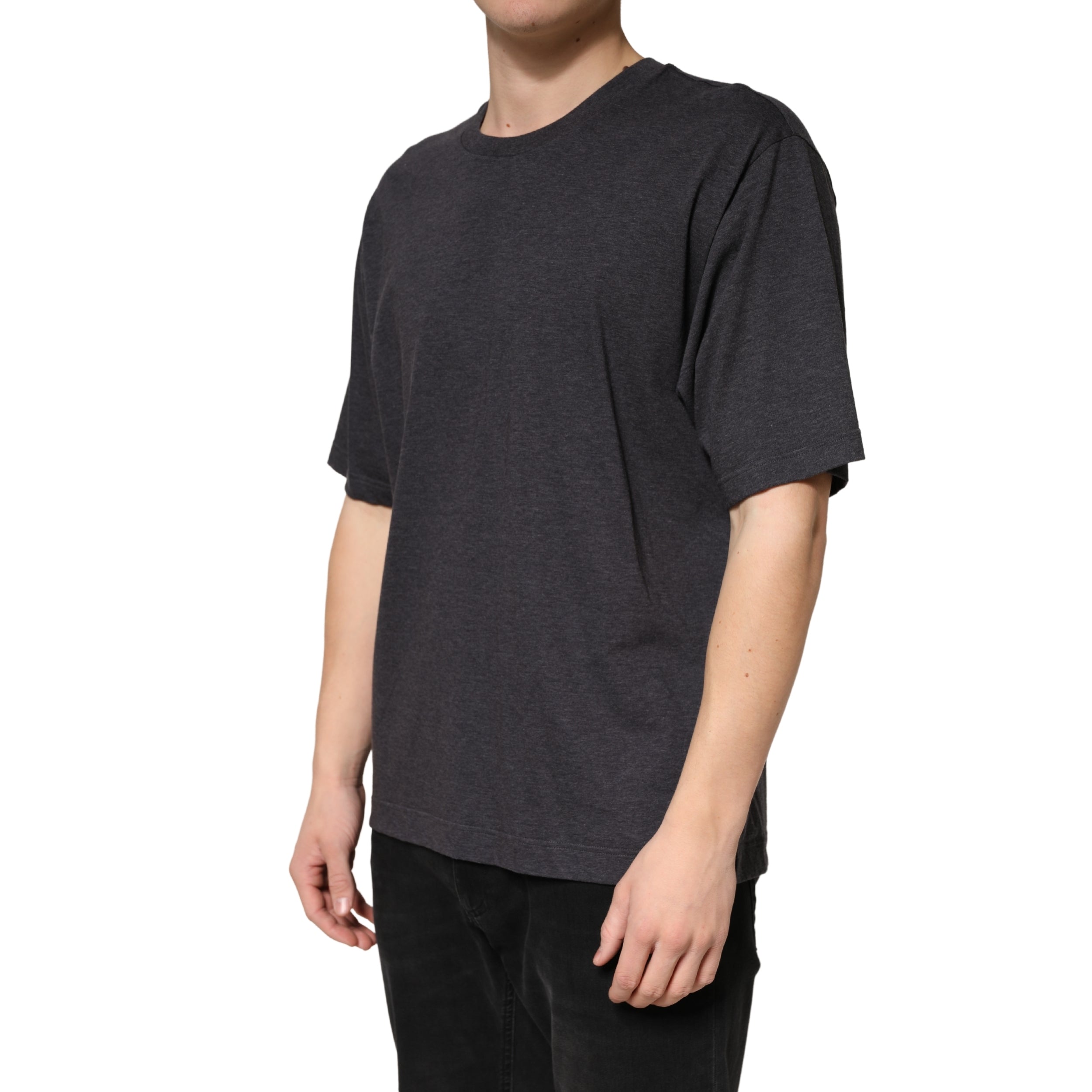 Dolce & Gabbana Dark Grey Cotton Crewneck Short Sleeve Dolce & Gabbana