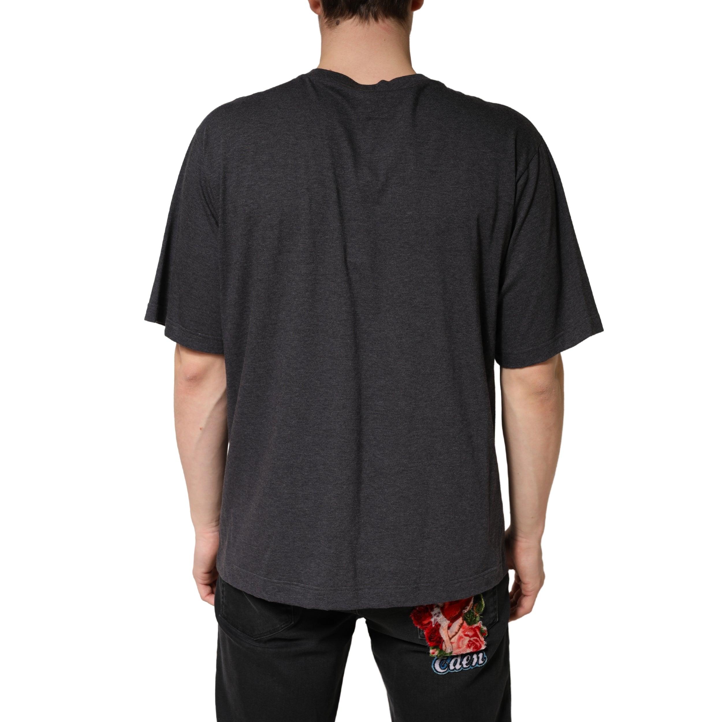 Dolce & Gabbana Dark Grey Cotton Crewneck Short Sleeve Dolce & Gabbana