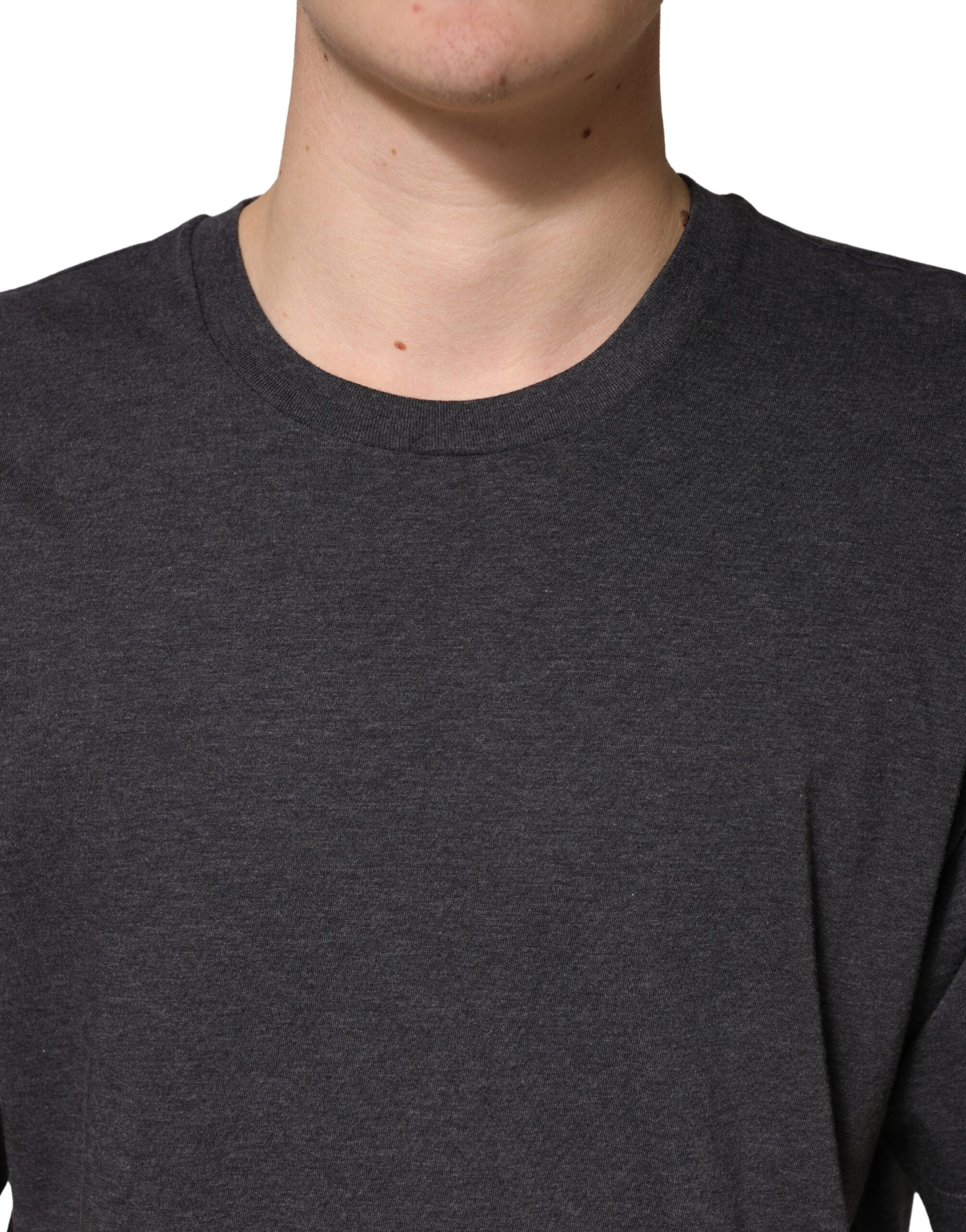 Dolce & Gabbana Dark Grey Cotton Crewneck Short Sleeve Dolce & Gabbana