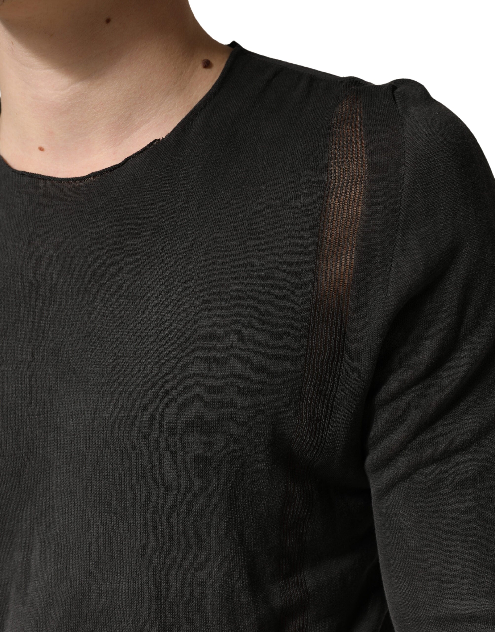 Dolce & Gabbana Dark Grey Cotton Crewneck Short Sleeve Dolce & Gabbana