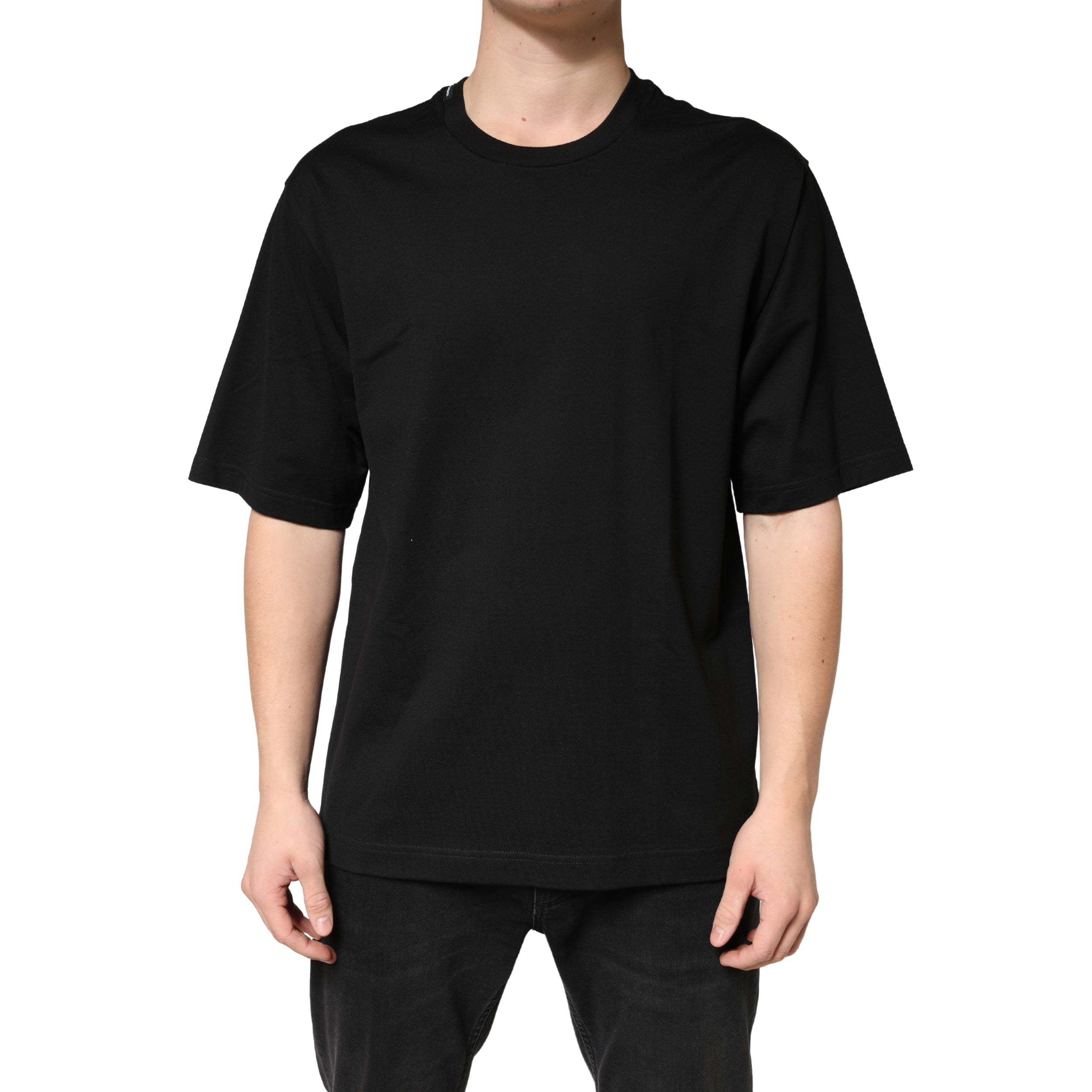 Dolce & Gabbana Black Cotton Crewneck Short Sleeve T-Shirt Dolce & Gabbana