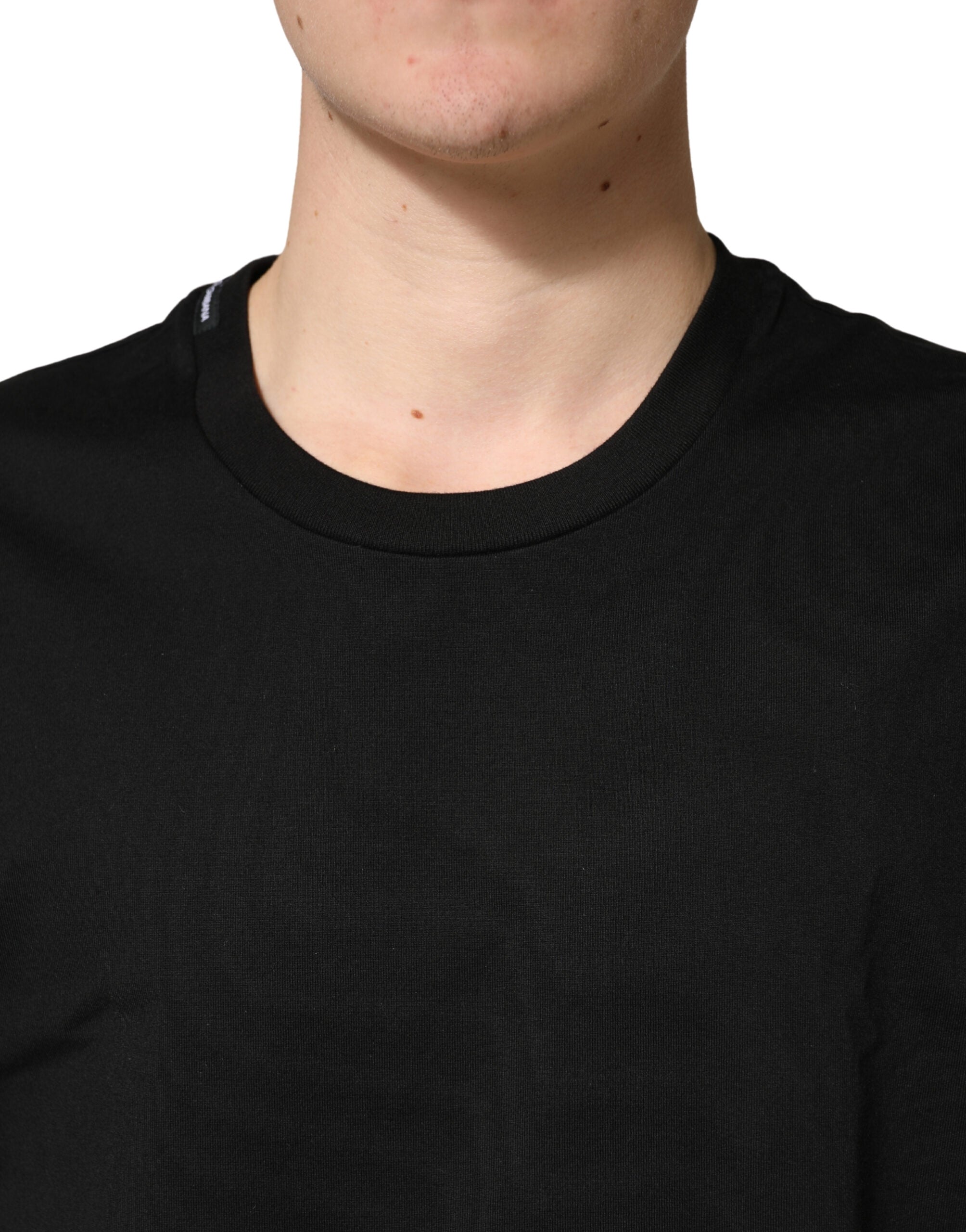 Dolce & Gabbana Black Cotton Crewneck Short Sleeve T-Shirt Dolce & Gabbana