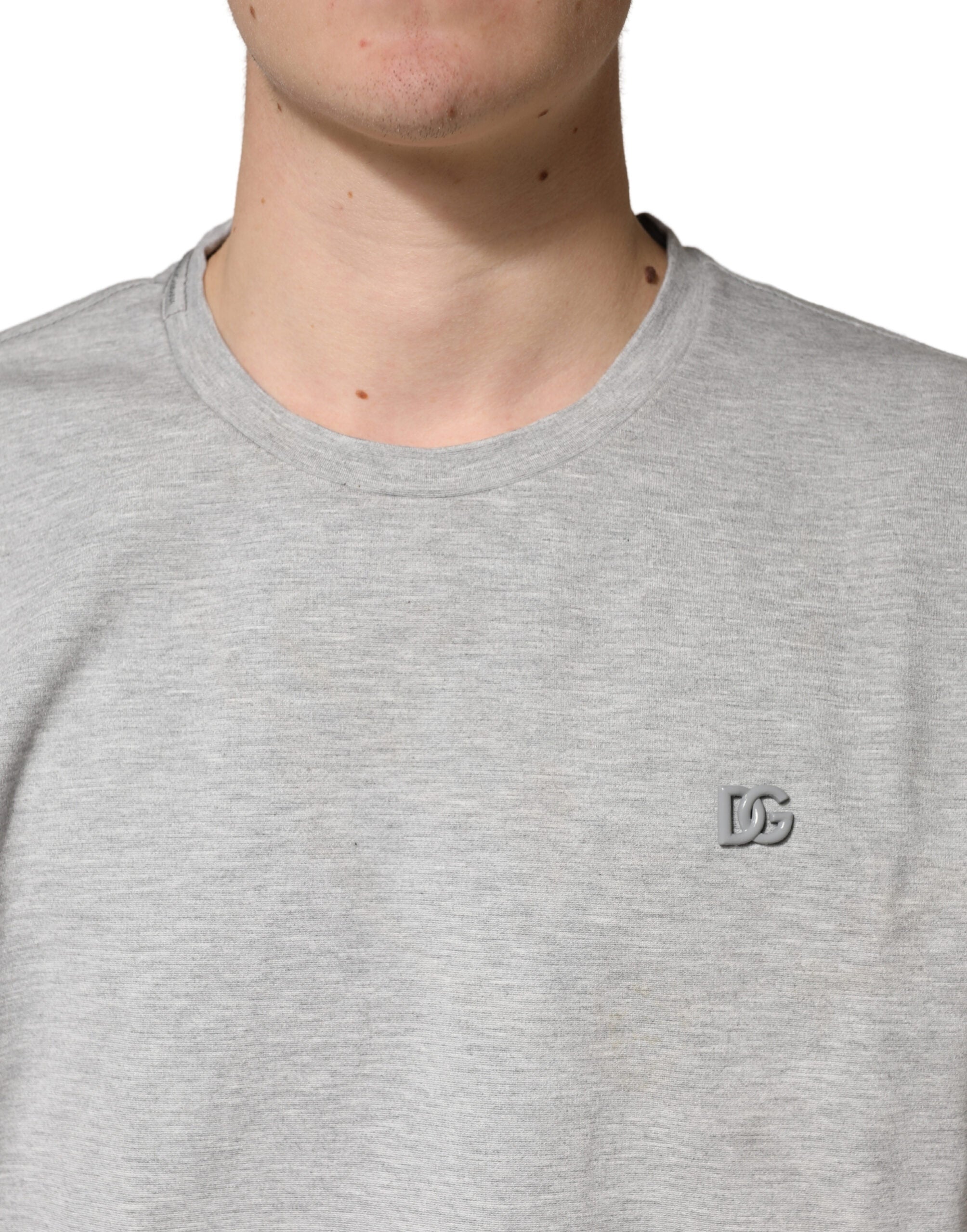 Dolce & Gabbana Grey Cotton Crewneck Short Sleeve T-Shirt Dolce & Gabbana