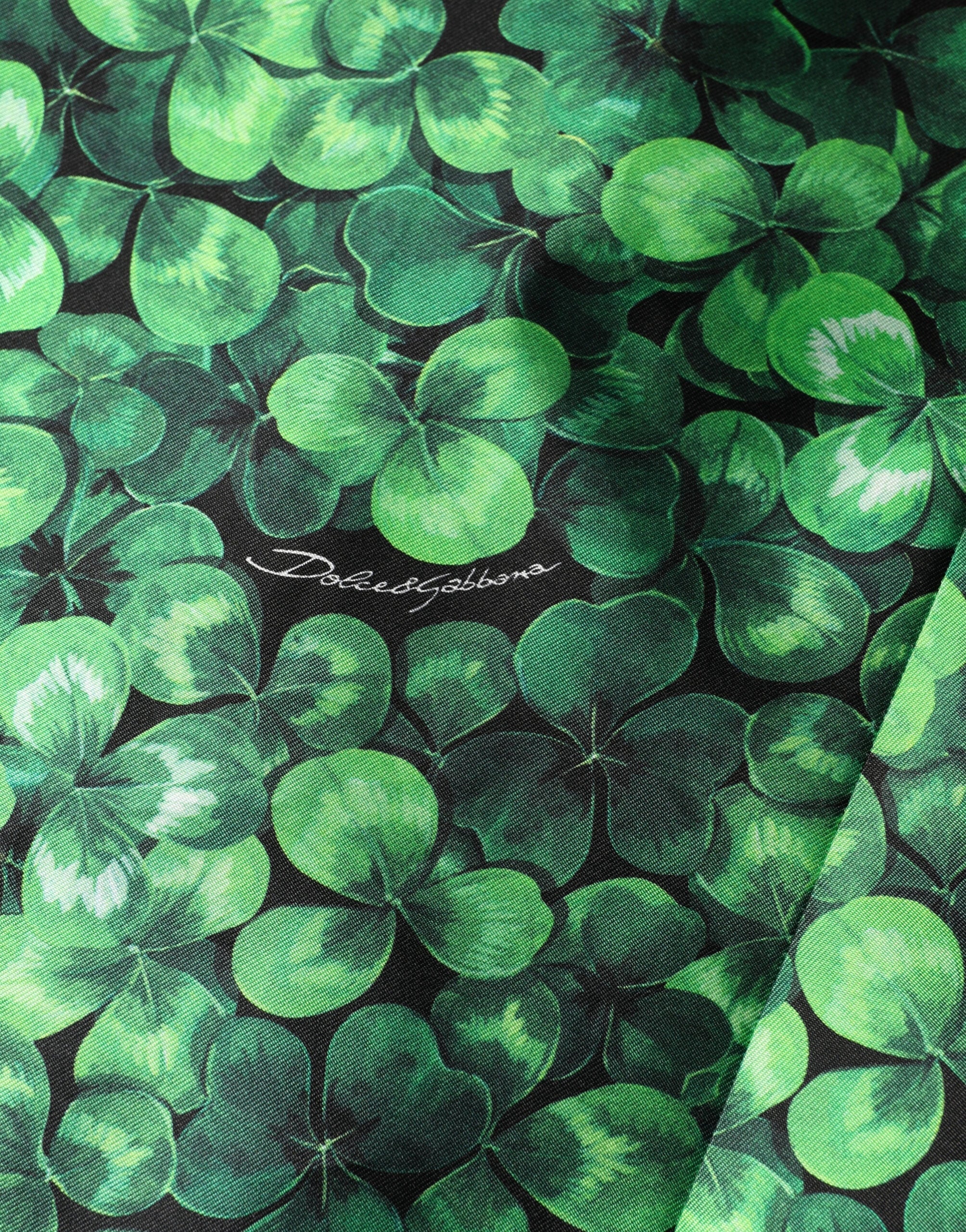 Dolce & Gabbana Green Clover Print Sleeveless A-Line  Dress Dolce & Gabbana