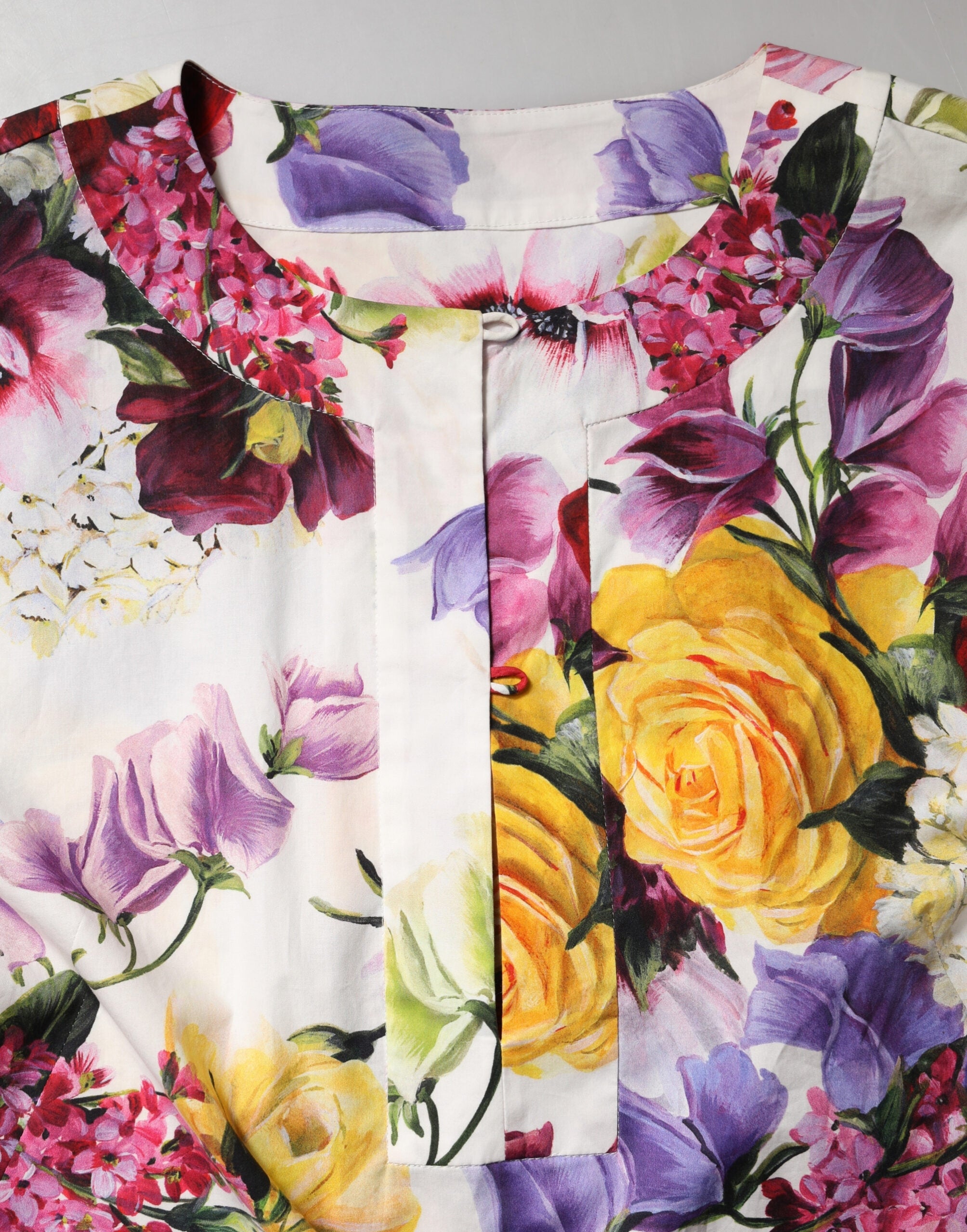 Dolce & Gabbana Multicolor Floral Cotton Longsleeves Midi Dress Dolce & Gabbana