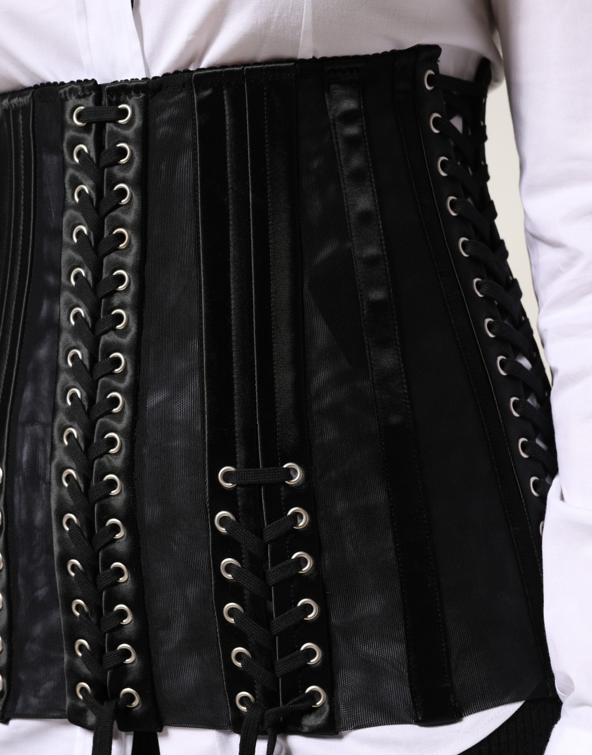 Dolce & Gabbana Black Lace-Up Waist Cincher Bustier Corset Top Dolce & Gabbana