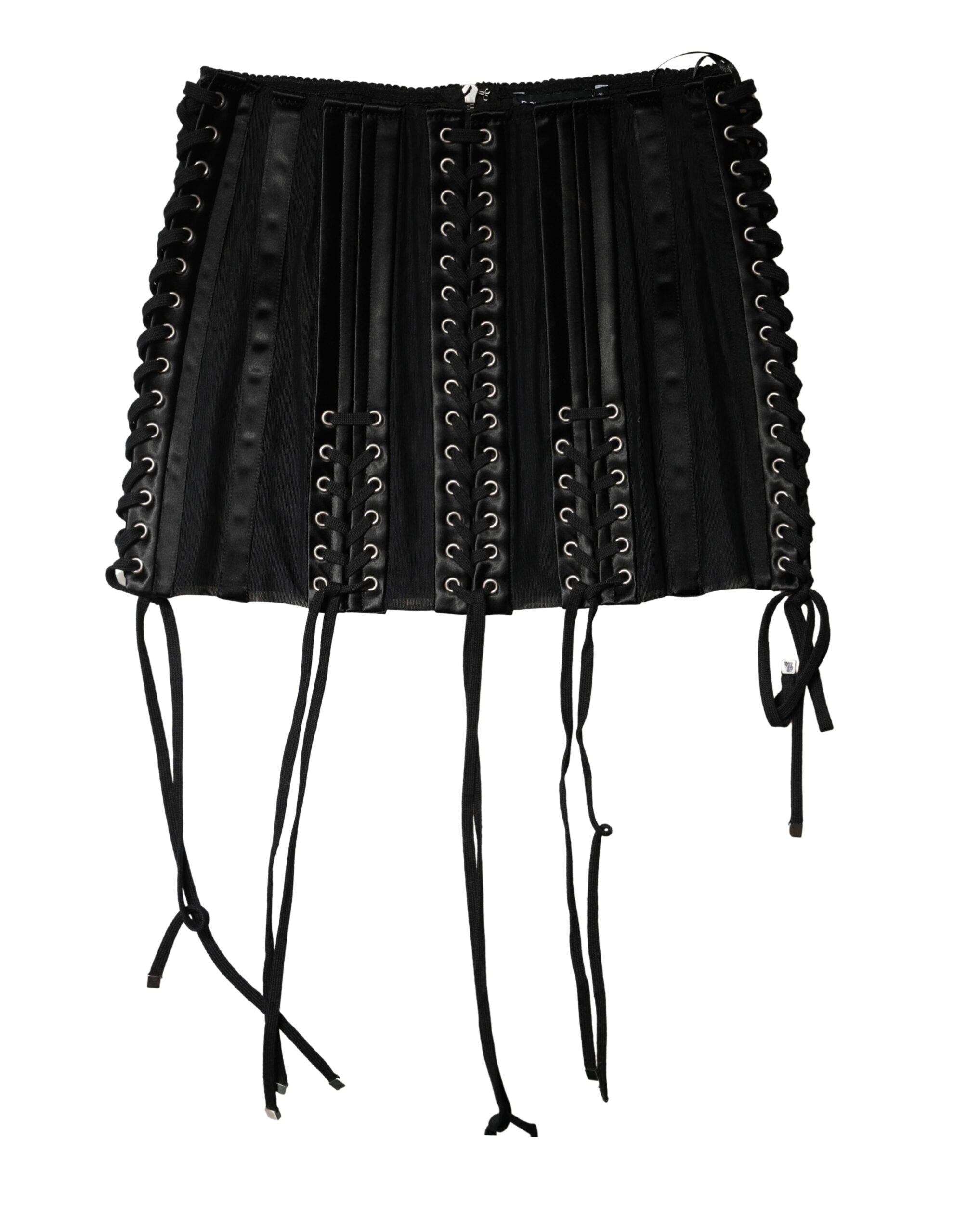 Dolce & Gabbana Black Lace-Up Waist Cincher Bustier Corset Top Dolce & Gabbana