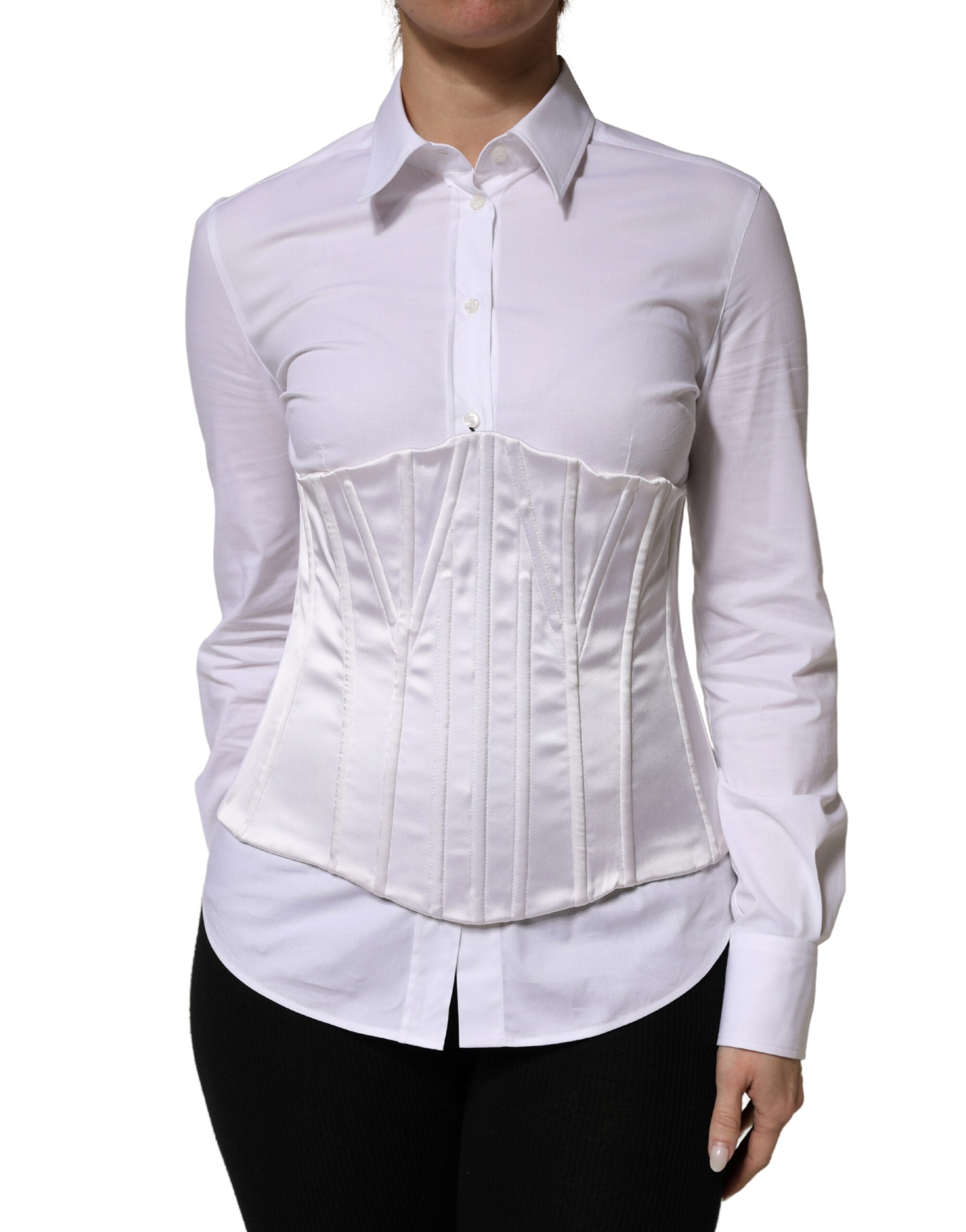 Dolce & Gabbana White Polyamide Waist Cincher Bustier Corset Top Dolce & Gabbana
