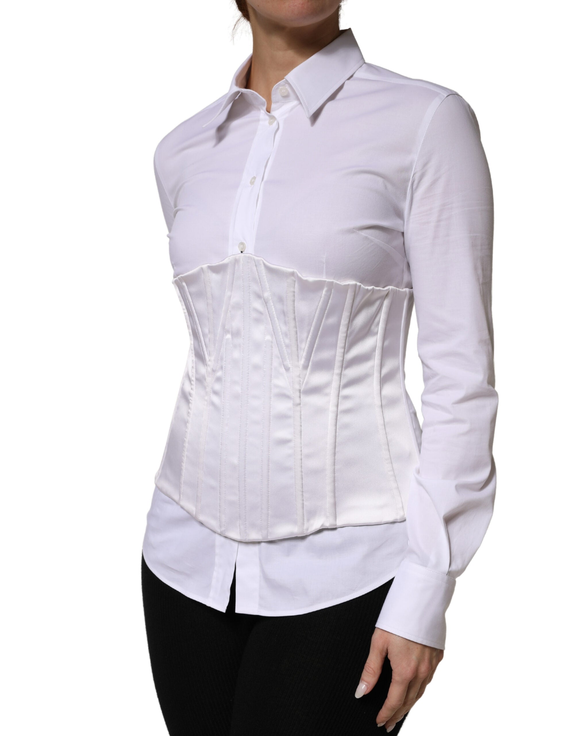 Dolce & Gabbana White Polyamide Waist Cincher Bustier Corset Top Dolce & Gabbana