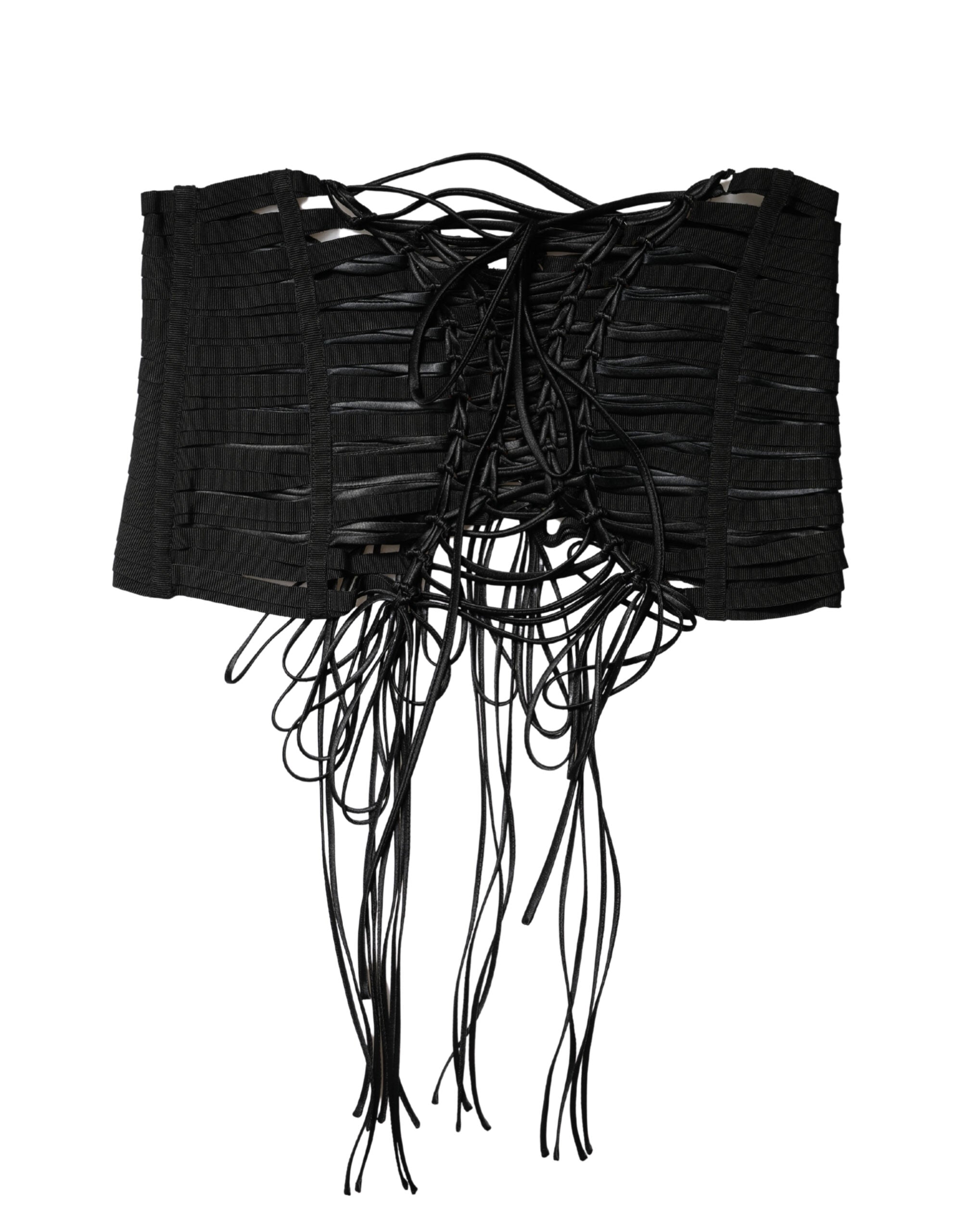 Dolce & Gabbana Black Polyester LaceUp Waist Cincher Corset Top Dolce & Gabbana