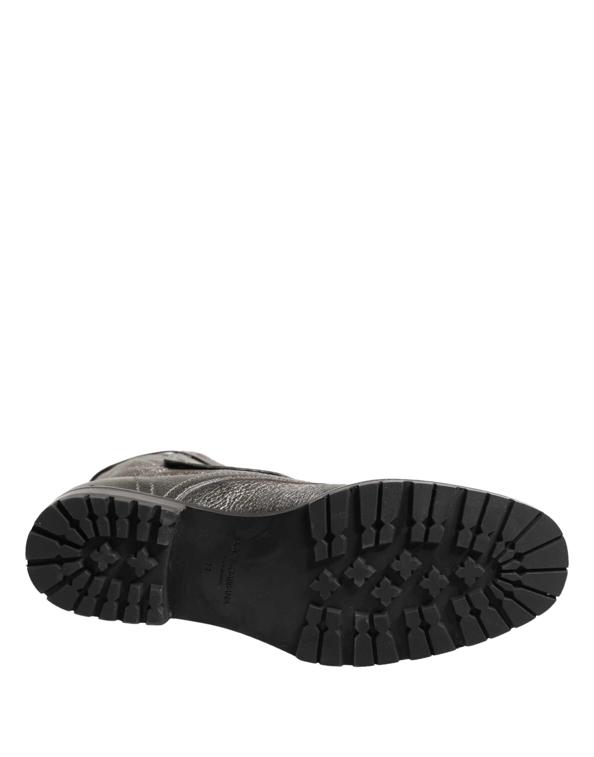 Dolce & Gabbana Metallic Leather Buckle Combat Boots Shoes Dolce & Gabbana