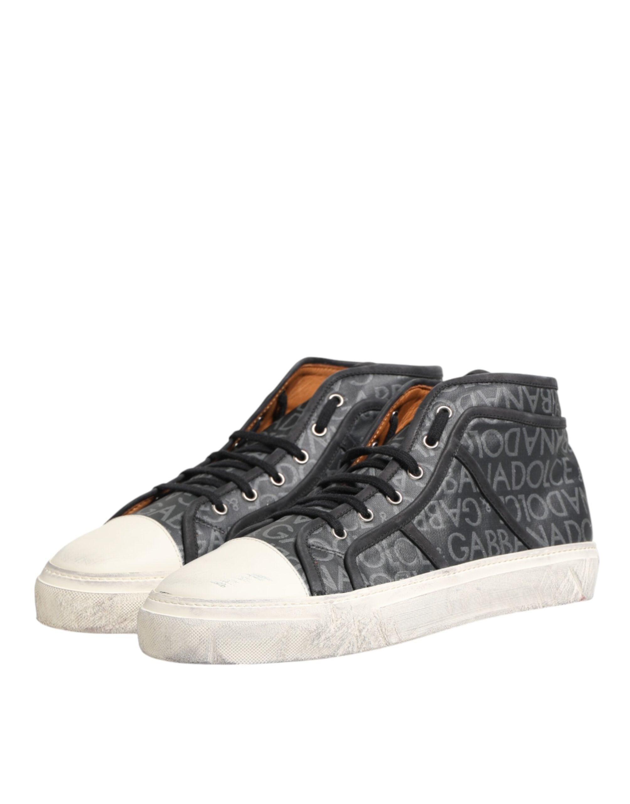 Dolce & Gabbana Black White Canvas Logo Mid Top Sneakers Shoes Dolce & Gabbana