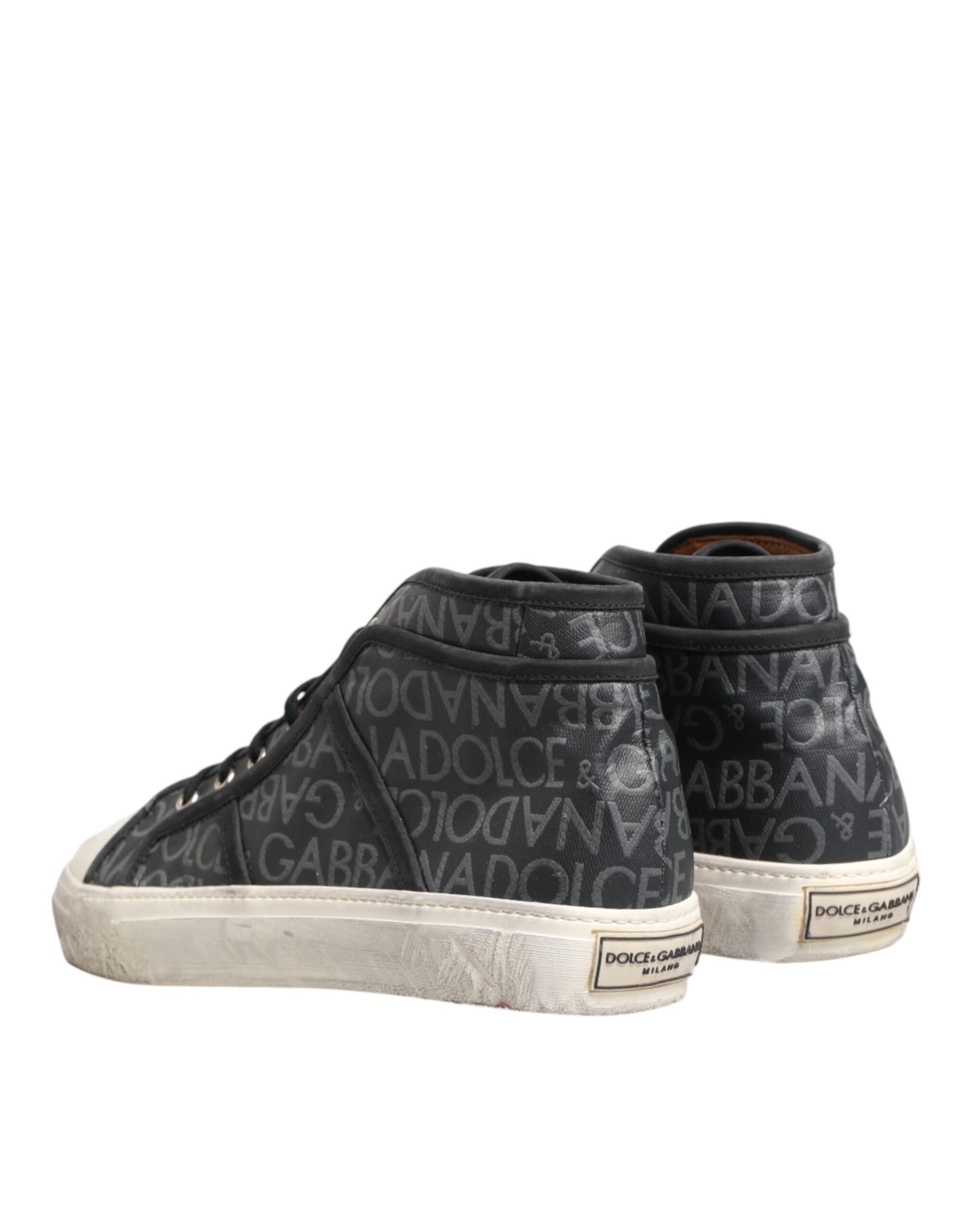 Dolce & Gabbana Black White Canvas Logo Mid Top Sneakers Shoes Dolce & Gabbana