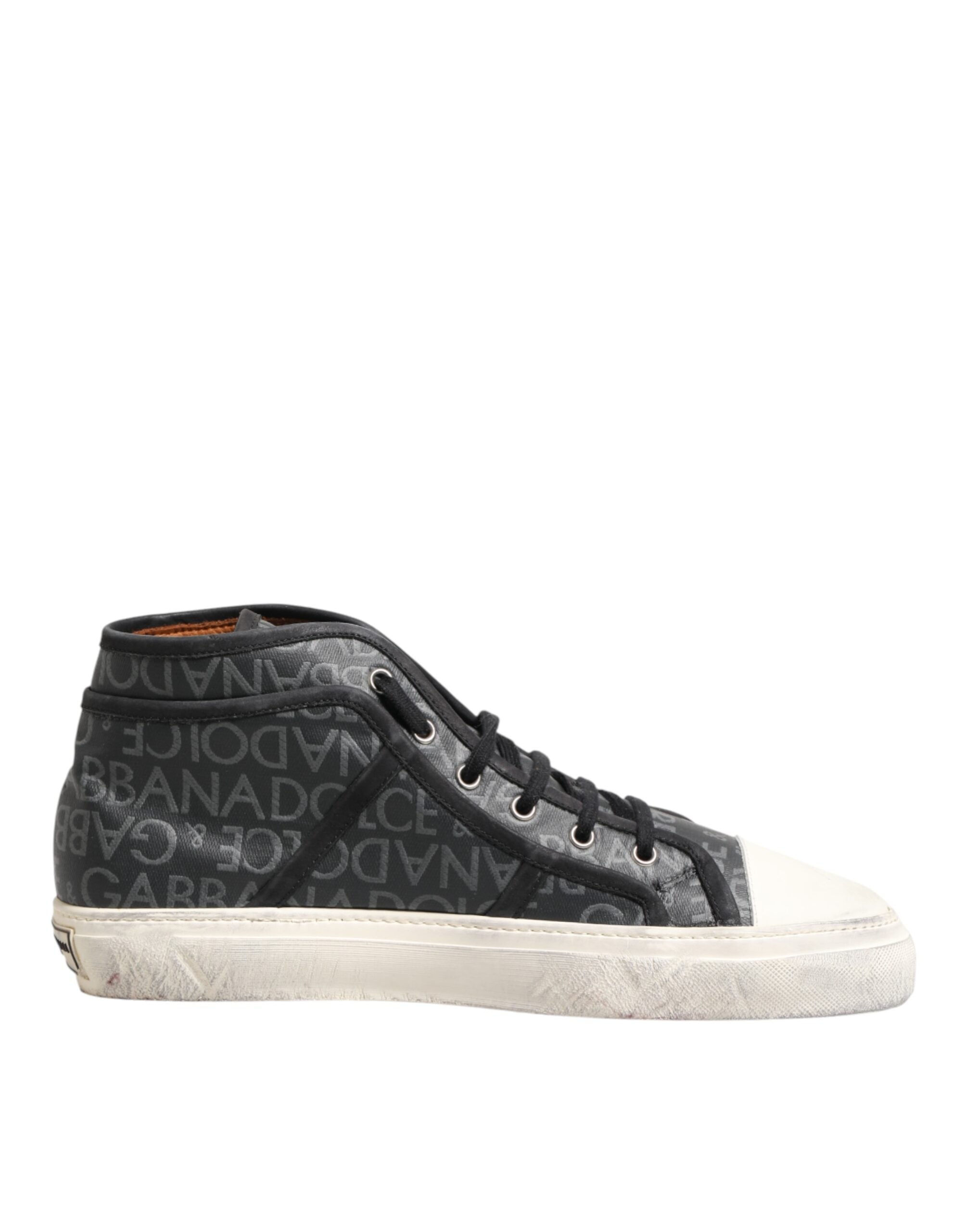 Dolce & Gabbana Black White Canvas Logo Mid Top Sneakers Shoes Dolce & Gabbana