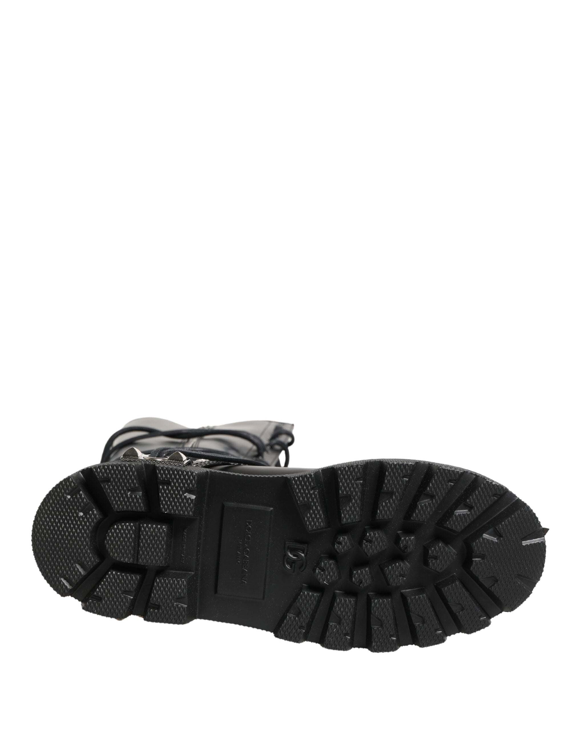 Dolce & Gabbana Black Leather Knee High Combat Boots Shoes Dolce & Gabbana