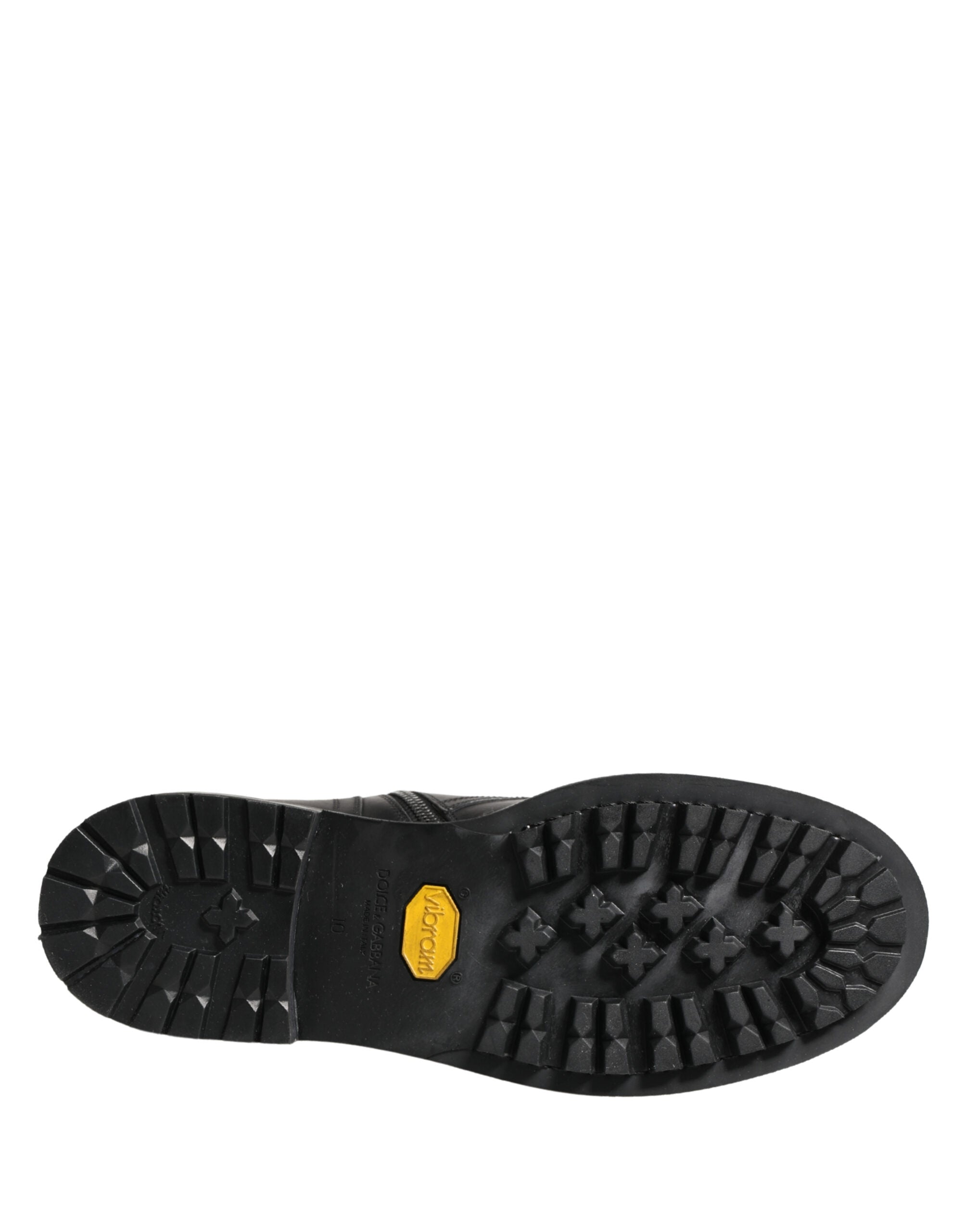 Dolce & Gabbana Black Leather Belted Buckle Combat Boots Shoes Dolce & Gabbana