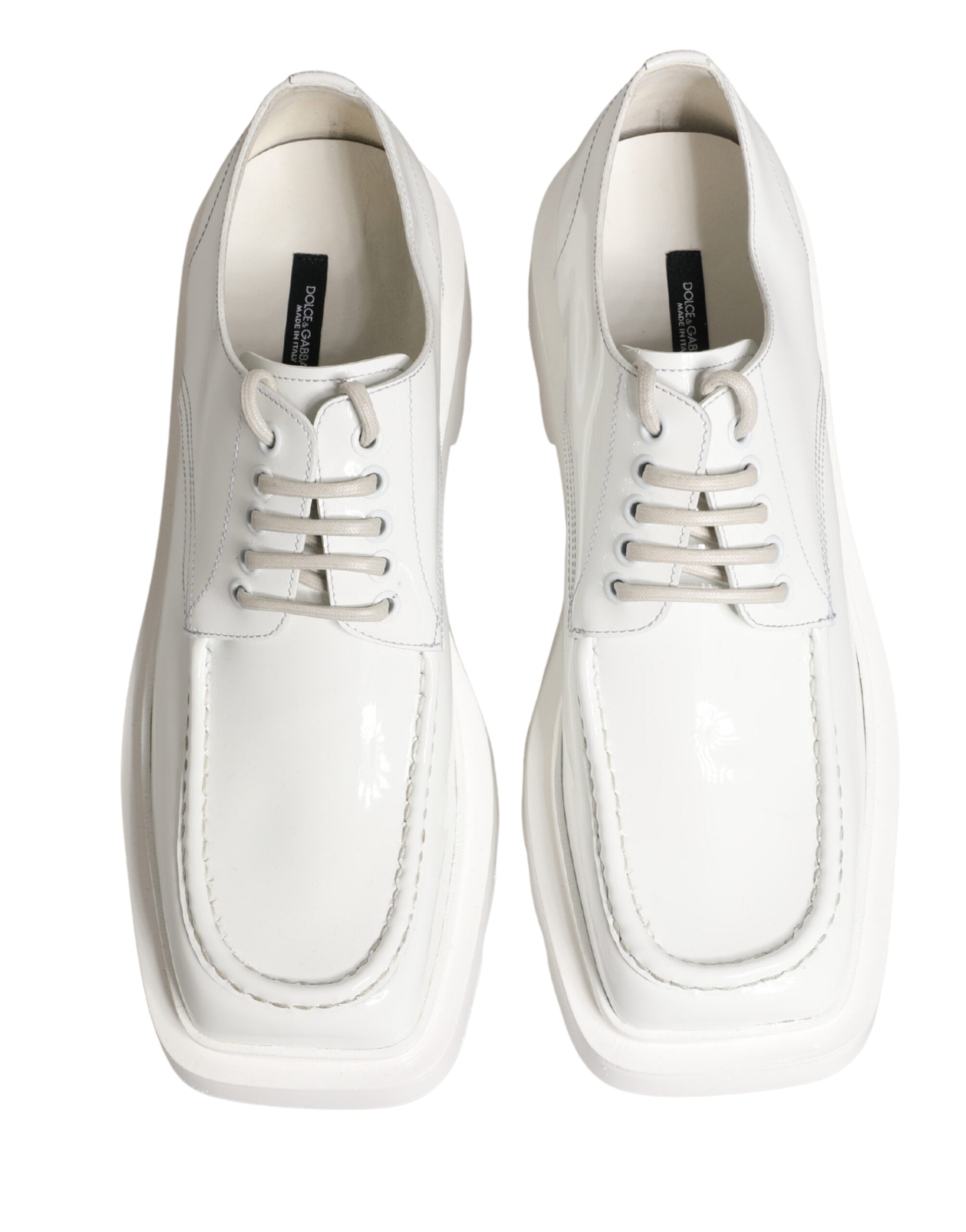 Dolce & Gabbana White Leather Chunky Sole Derby Shoes Dolce & Gabbana