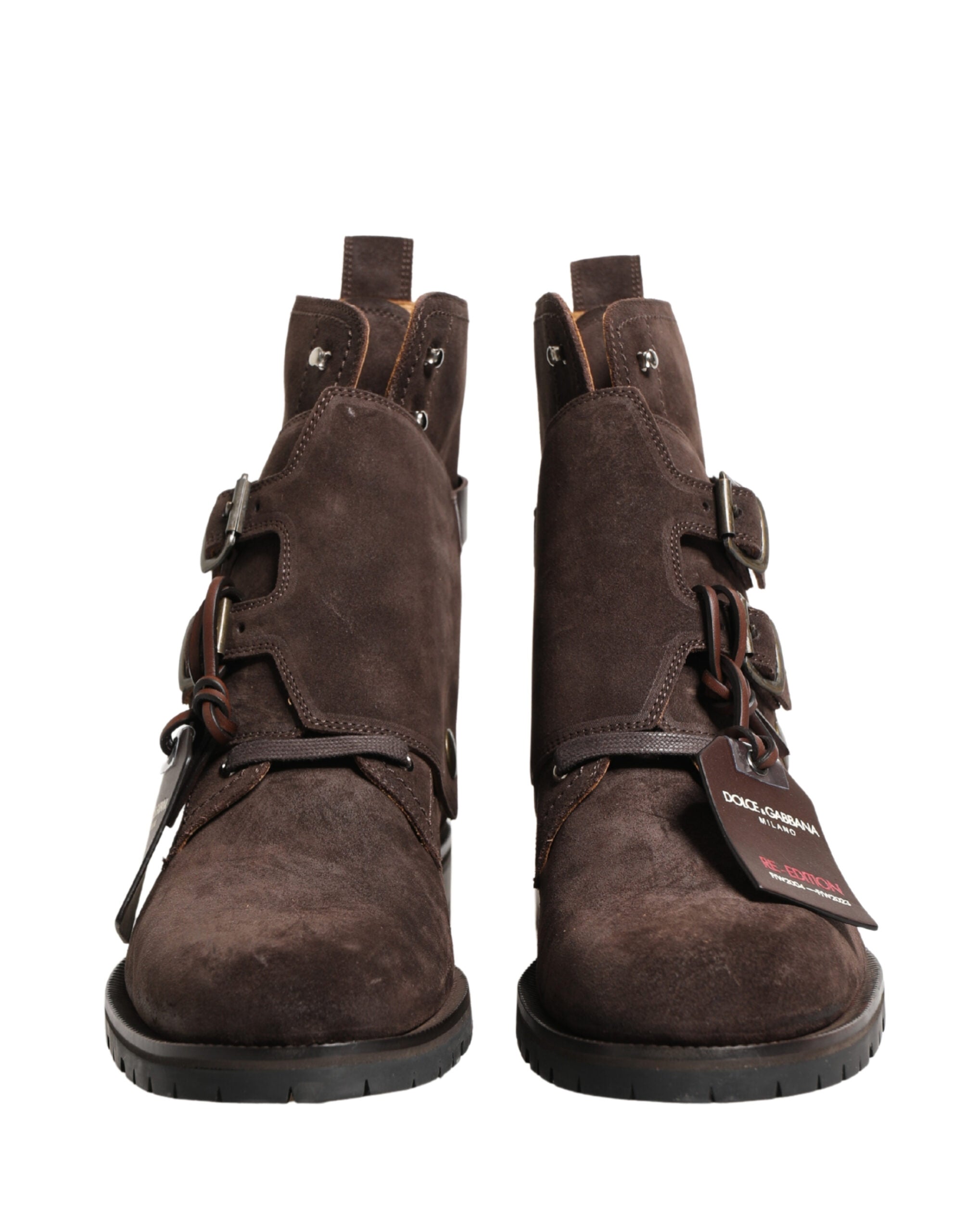 Dolce & Gabbana Brown Suede Leather Buckle Ankle Boots Shoes Dolce & Gabbana