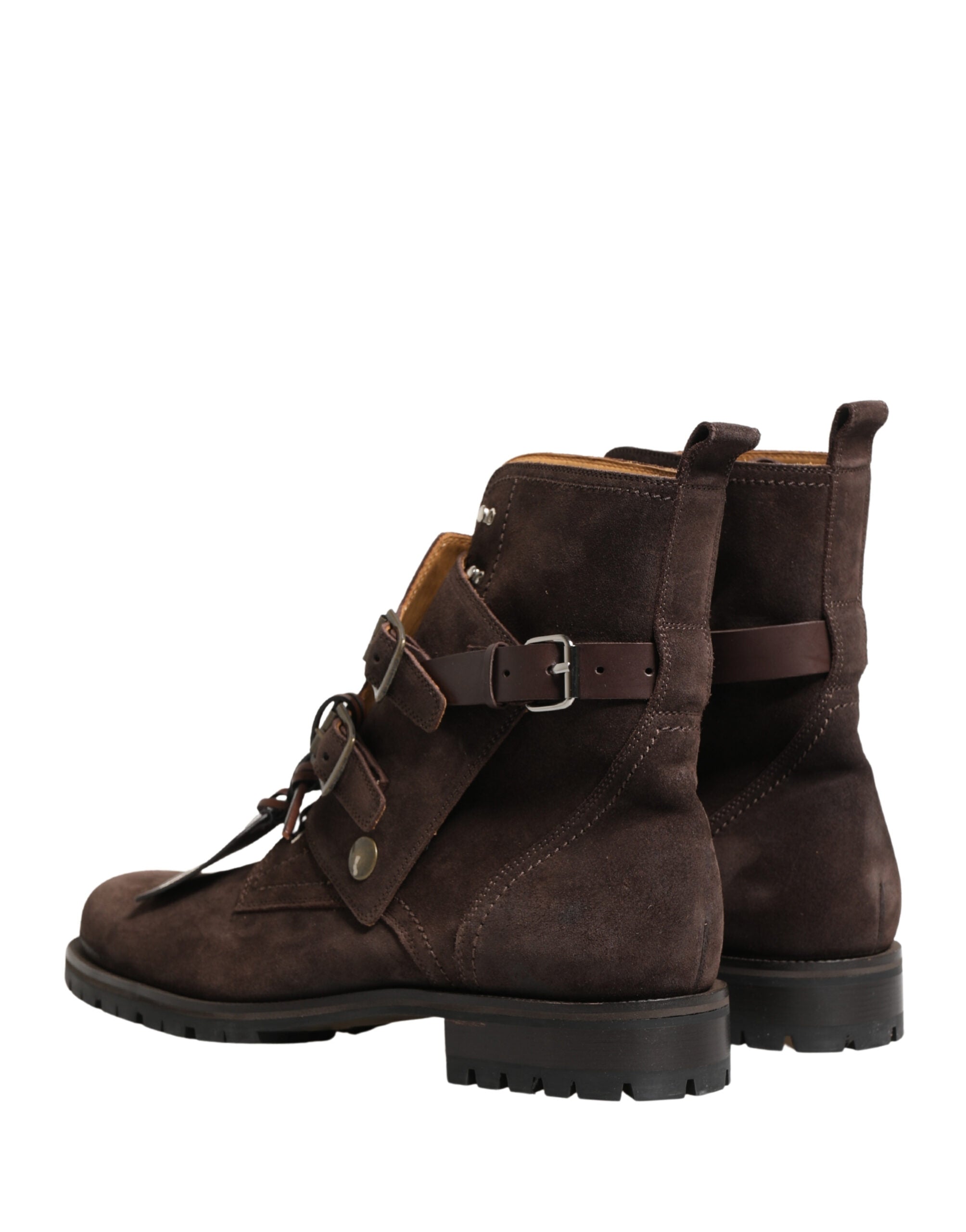 Dolce & Gabbana Brown Suede Leather Buckle Ankle Boots Shoes Dolce & Gabbana
