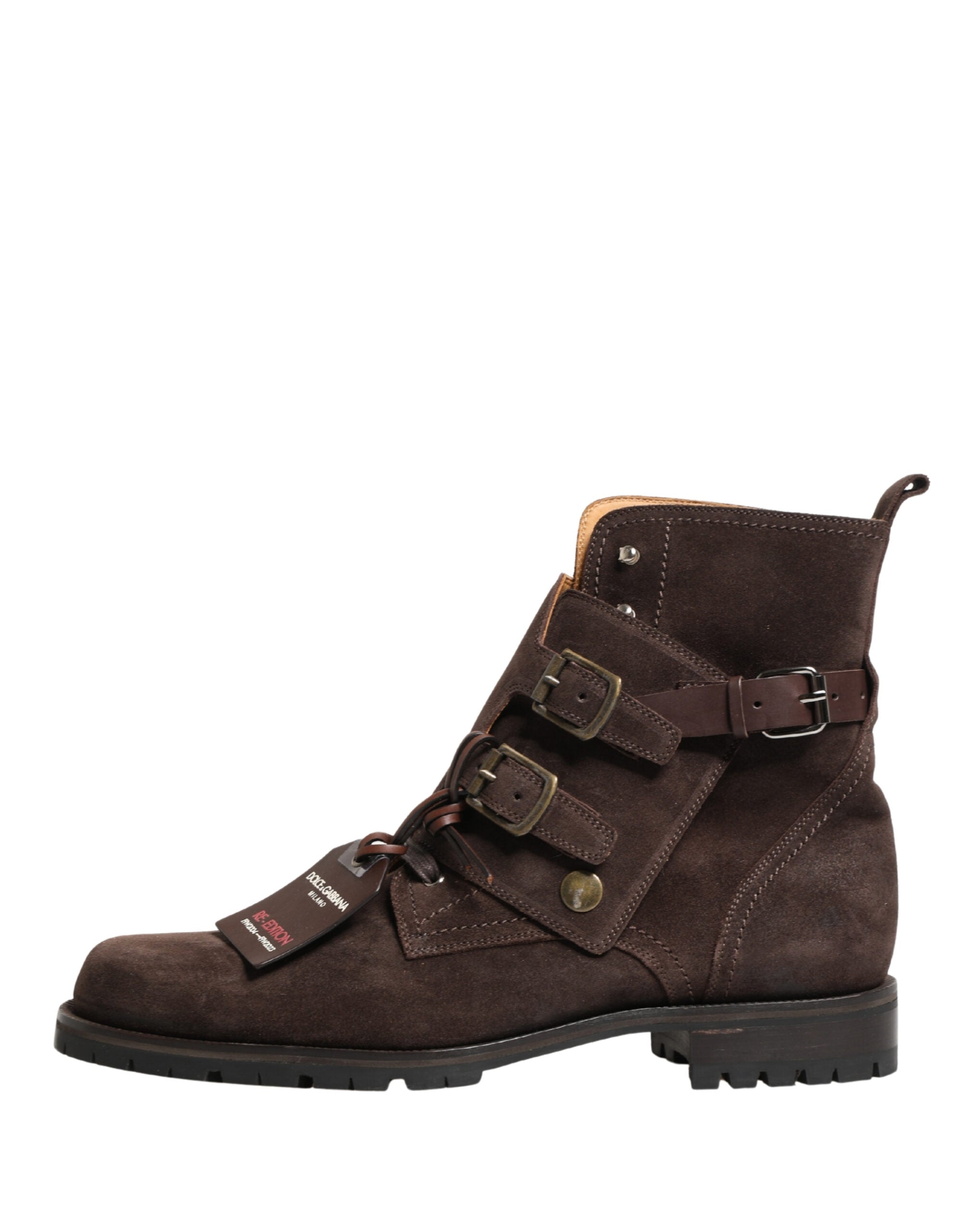Dolce & Gabbana Brown Suede Leather Buckle Ankle Boots Shoes Dolce & Gabbana