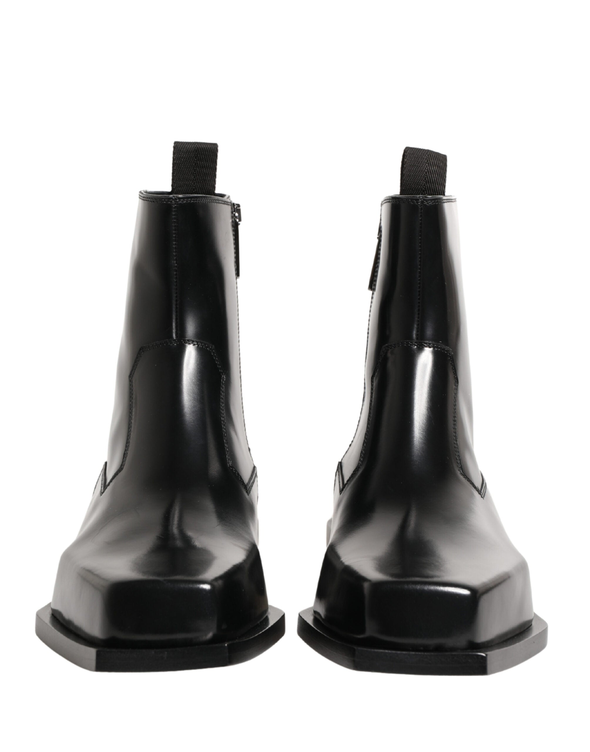 Dolce & Gabbana Black Leather Zip Closure Ankle Boots Shoes Dolce & Gabbana