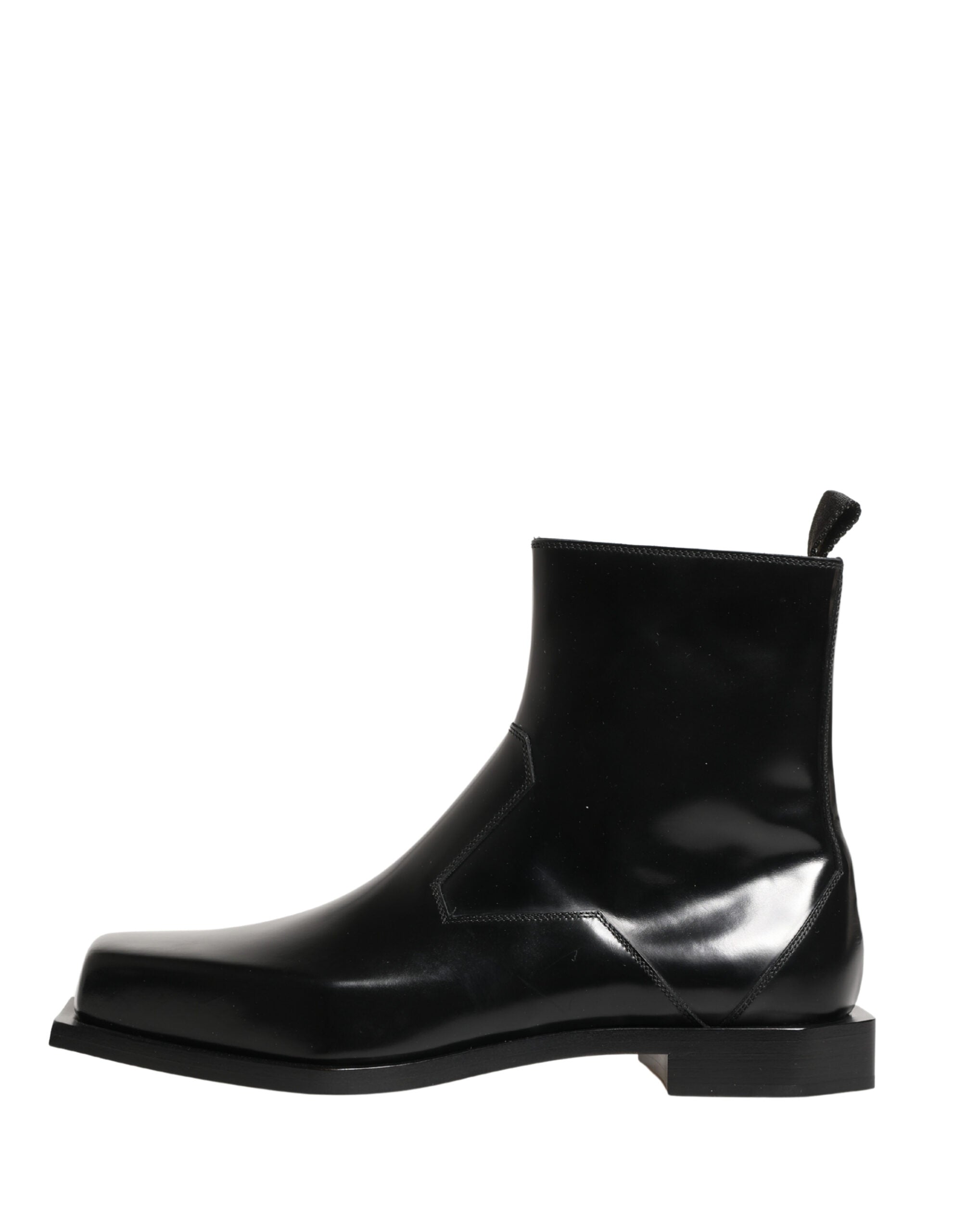 Dolce & Gabbana Black Leather Zip Closure Ankle Boots Shoes Dolce & Gabbana