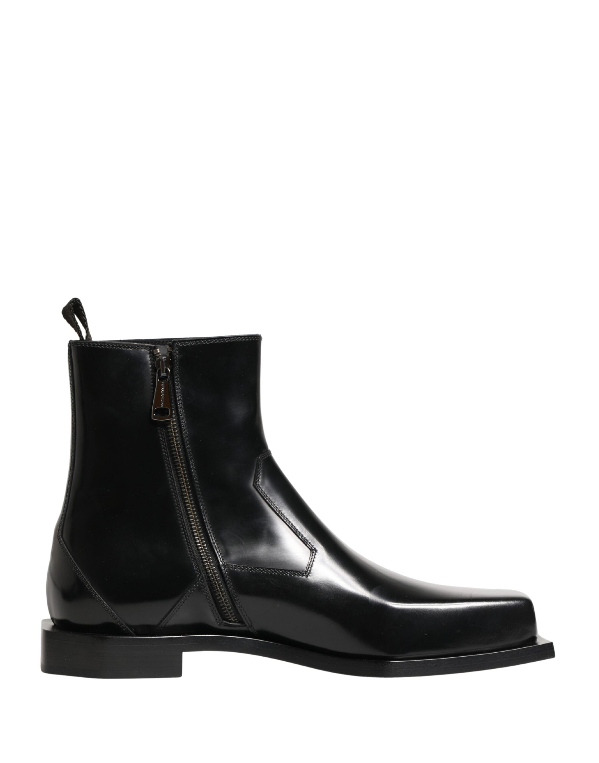 Dolce & Gabbana Black Leather Zip Closure Ankle Boots Shoes Dolce & Gabbana