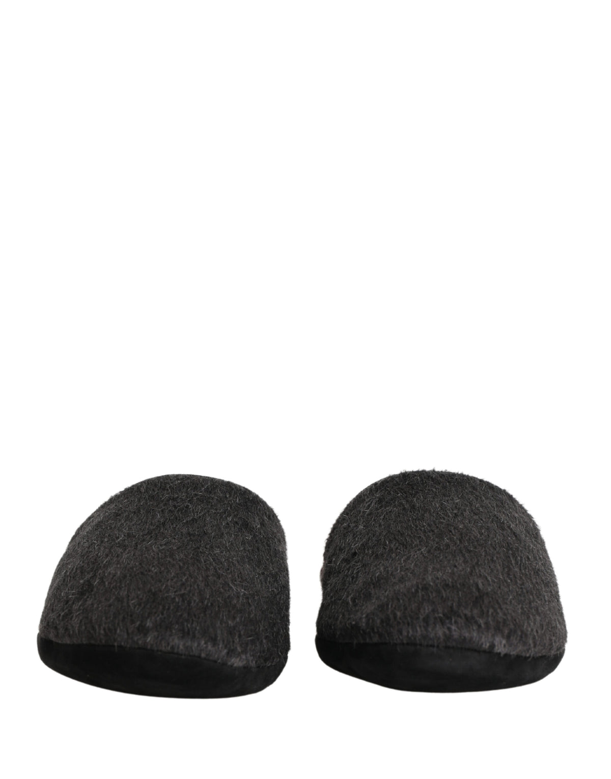 Dolce & Gabbana Dark Grey Charcoal Wool Red Slippers Shoes
