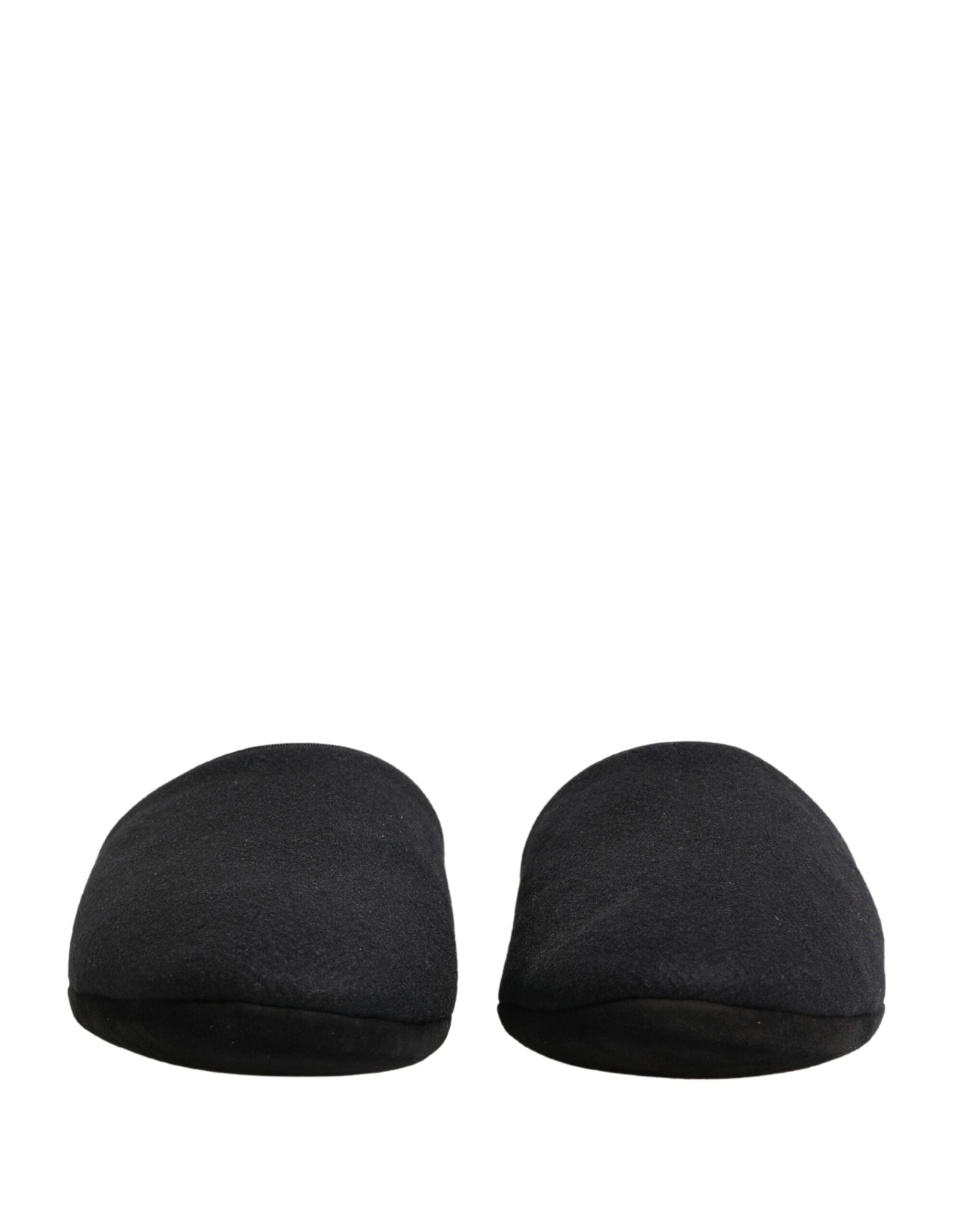 Dolce & Gabbana Black Wool Cashmere Red Quilted Slippers Shoes Dolce & Gabbana