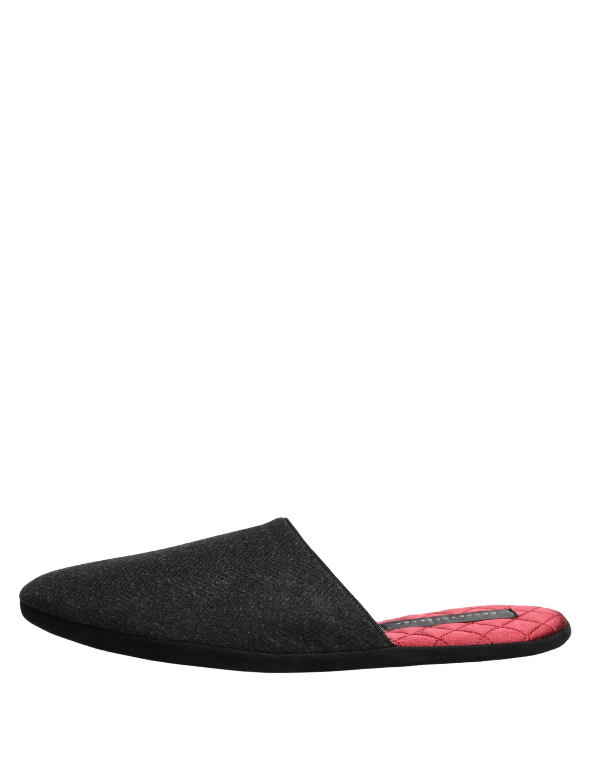 Dolce & Gabbana Anthracite Wool Cashmere Quilted Slippers Shoes Dolce & Gabbana