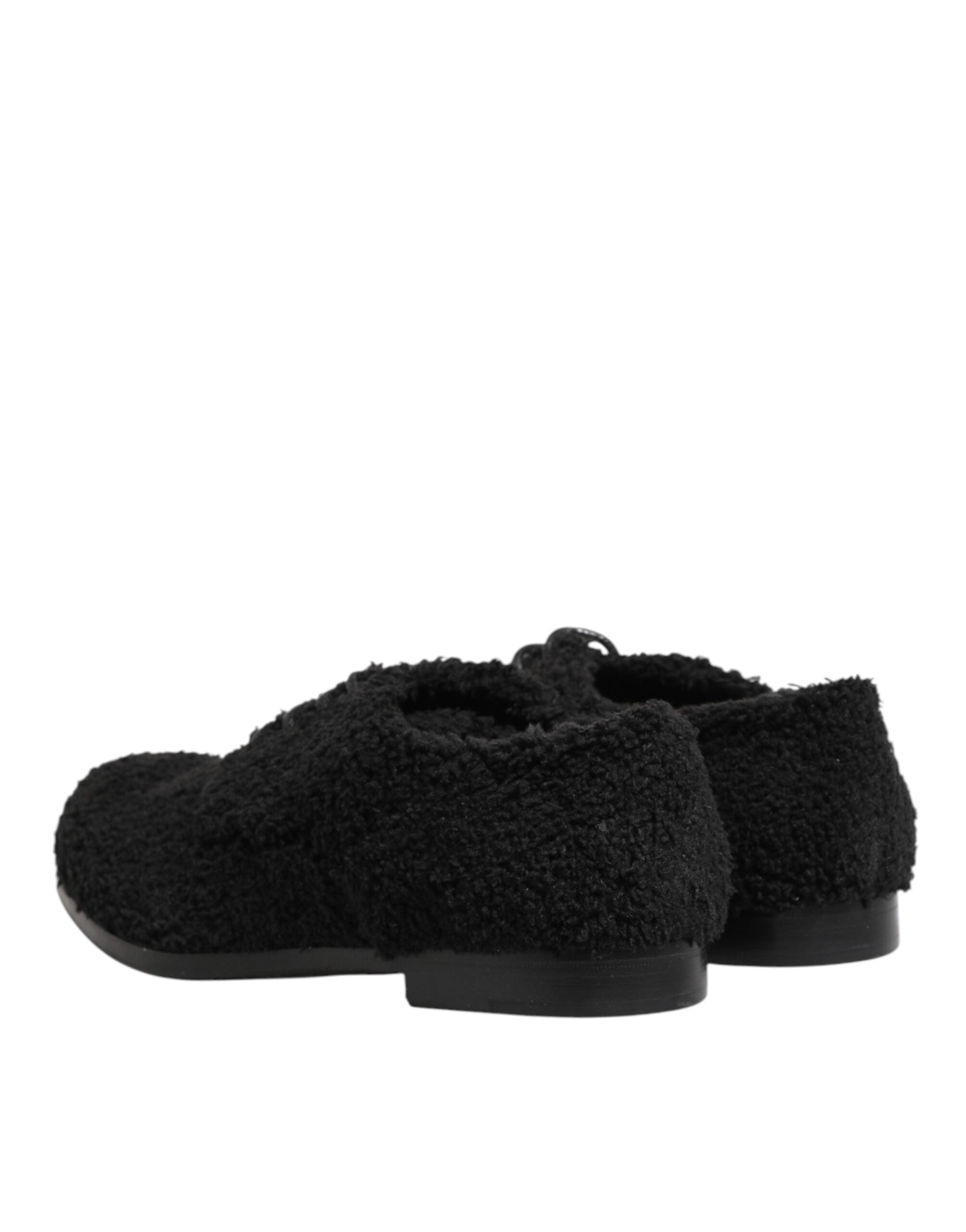 Dolce & Gabbana Men Black Riccio Shearling Dress Derby Shoes Dolce & Gabbana