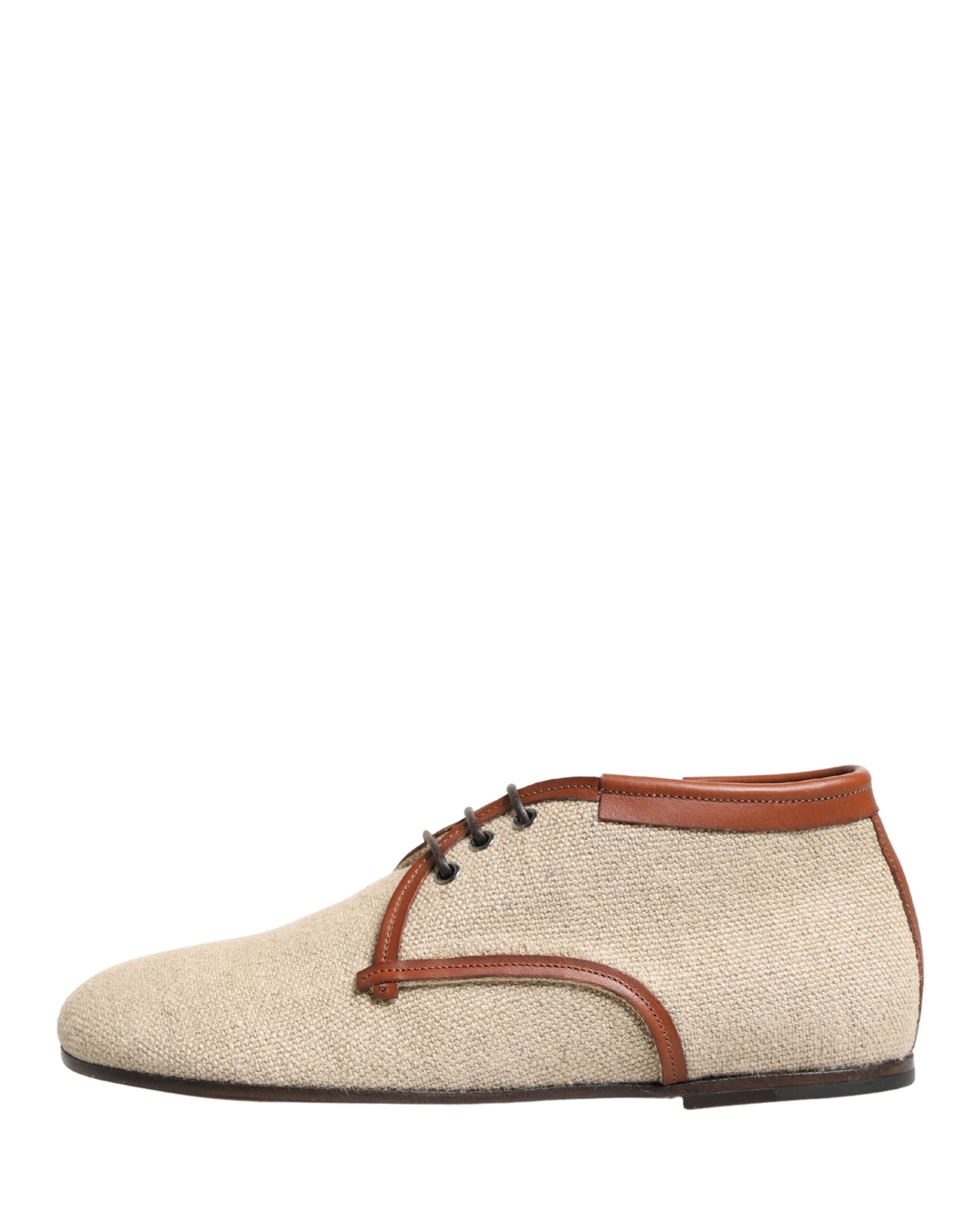 Dolce & Gabbana Beige Canvas Lace-Up Men Dress Derby Shoes Dolce & Gabbana