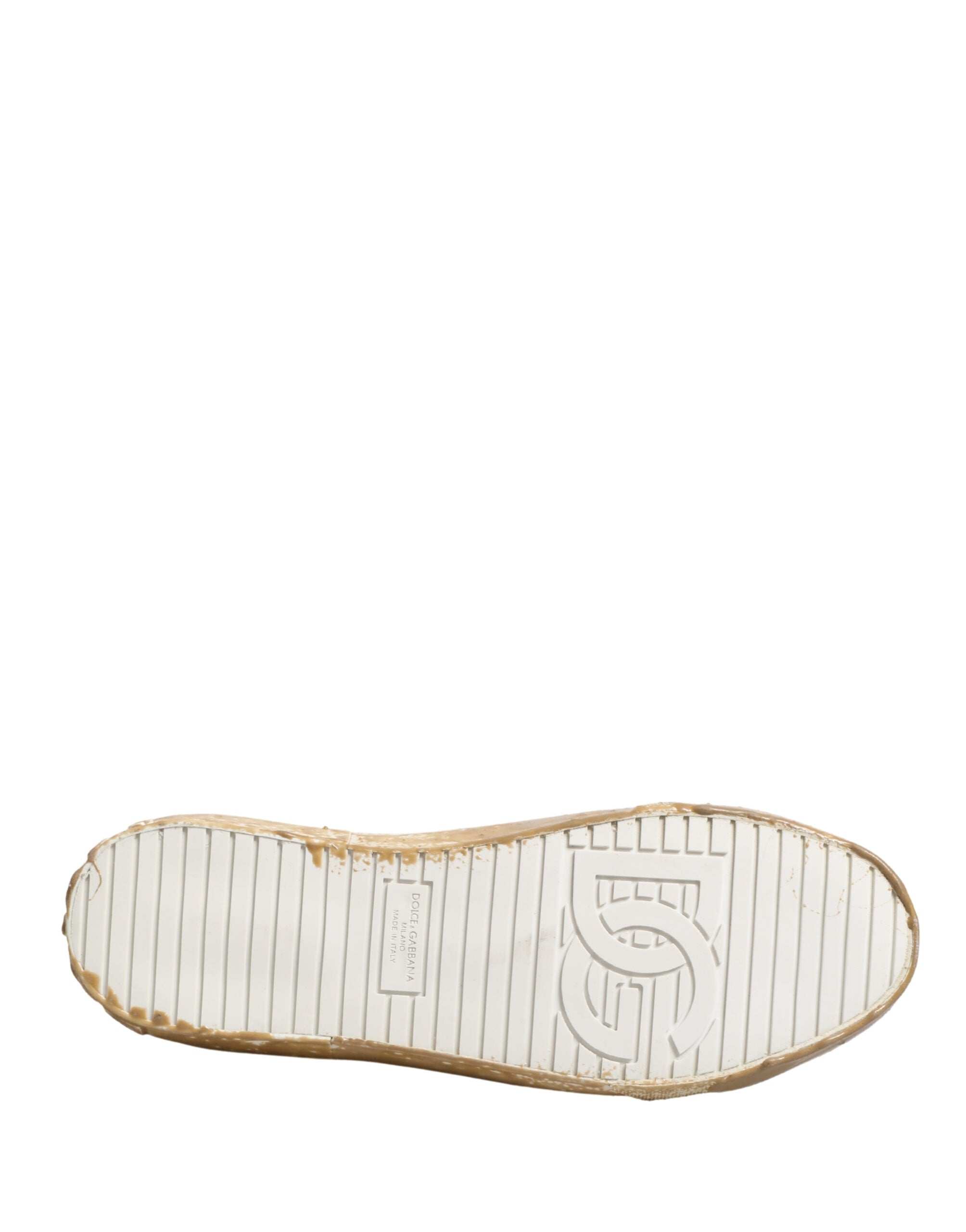 Dolce & Gabbana White Leather Paint Effect Low Top Sneakers  Shoes Dolce & Gabbana