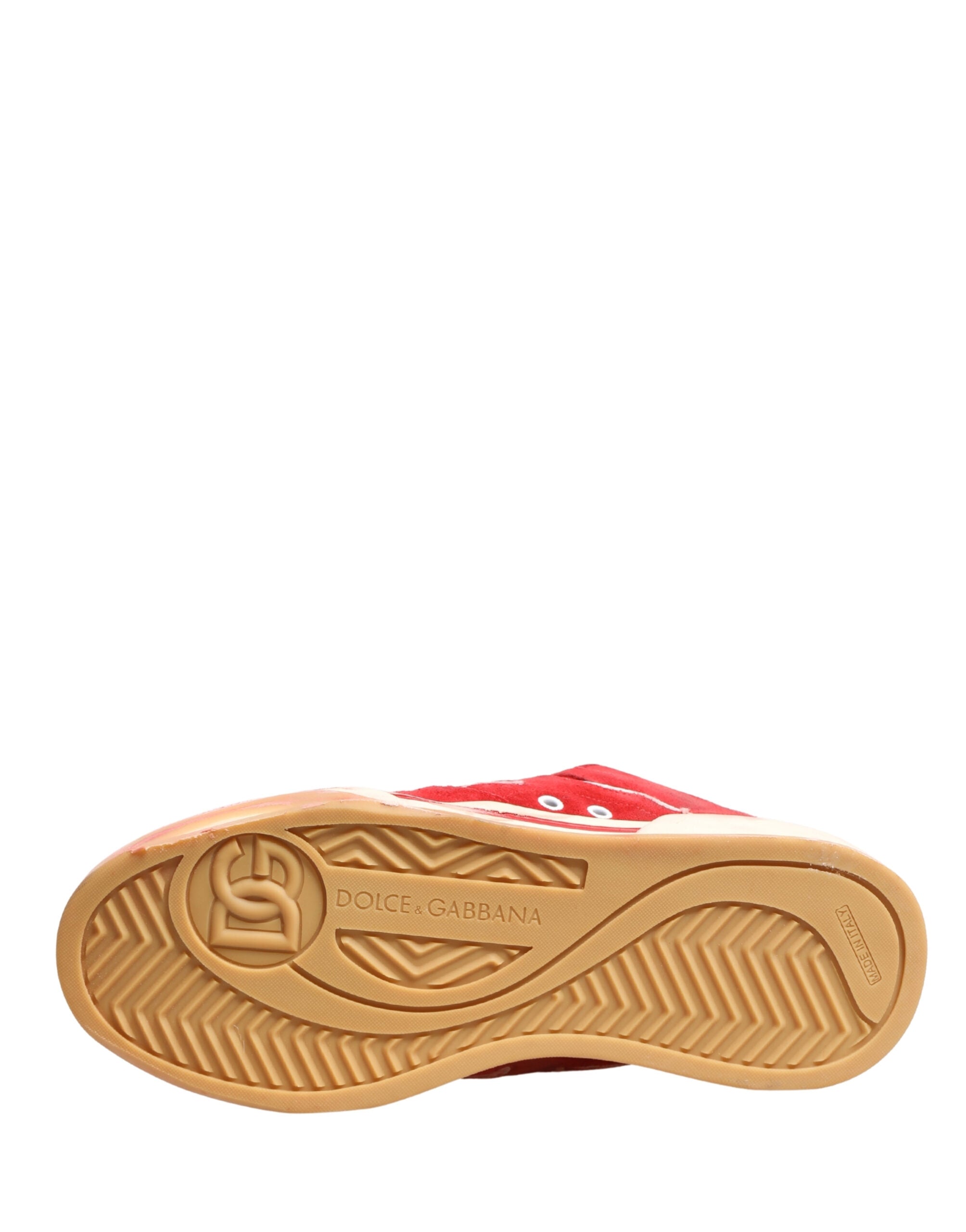 Dolce & Gabbana Red White Suede DG Logo Low Top Sneakers Shoes Dolce & Gabbana