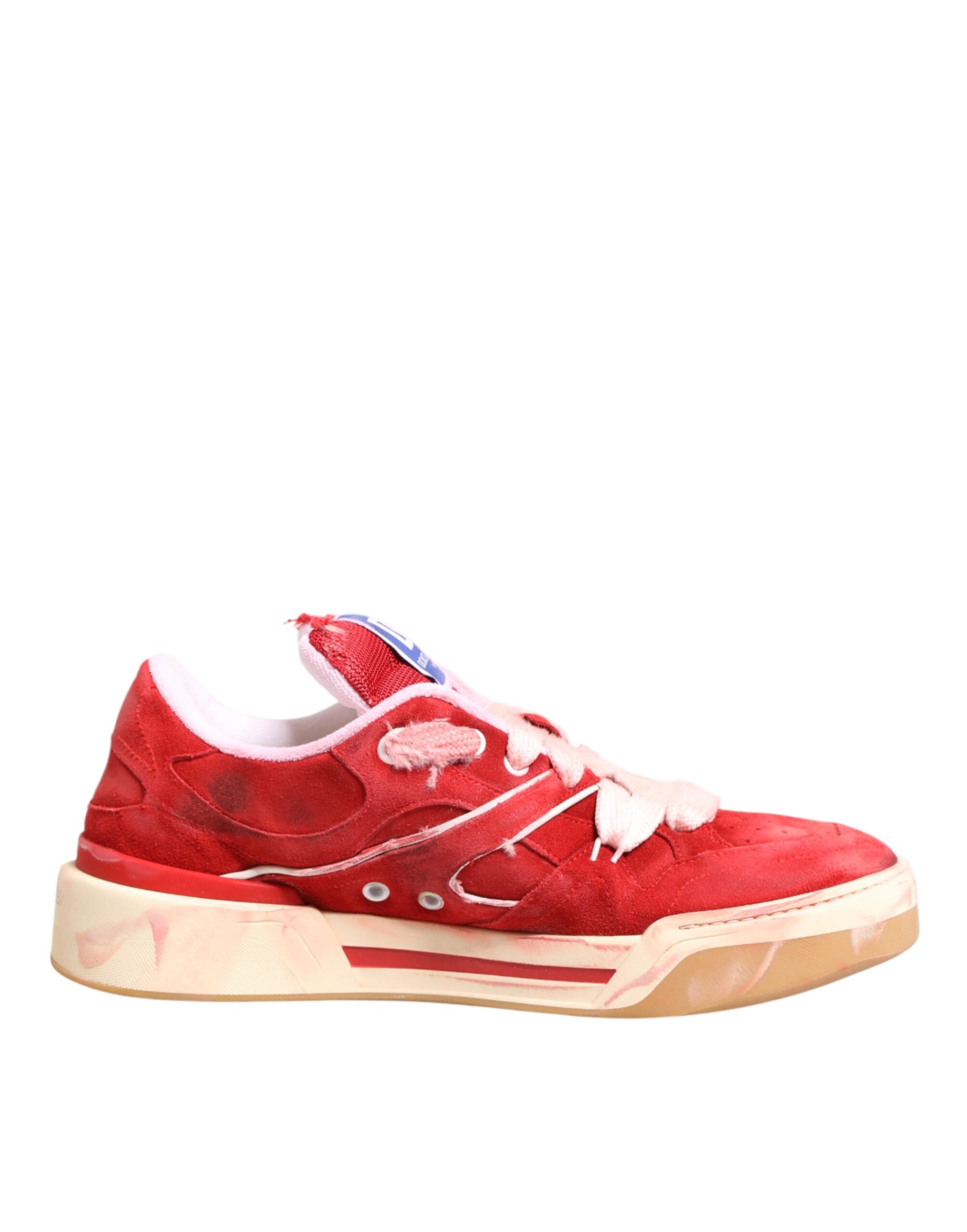 Dolce & Gabbana Red White Suede DG Logo Low Top Sneakers Shoes Dolce & Gabbana
