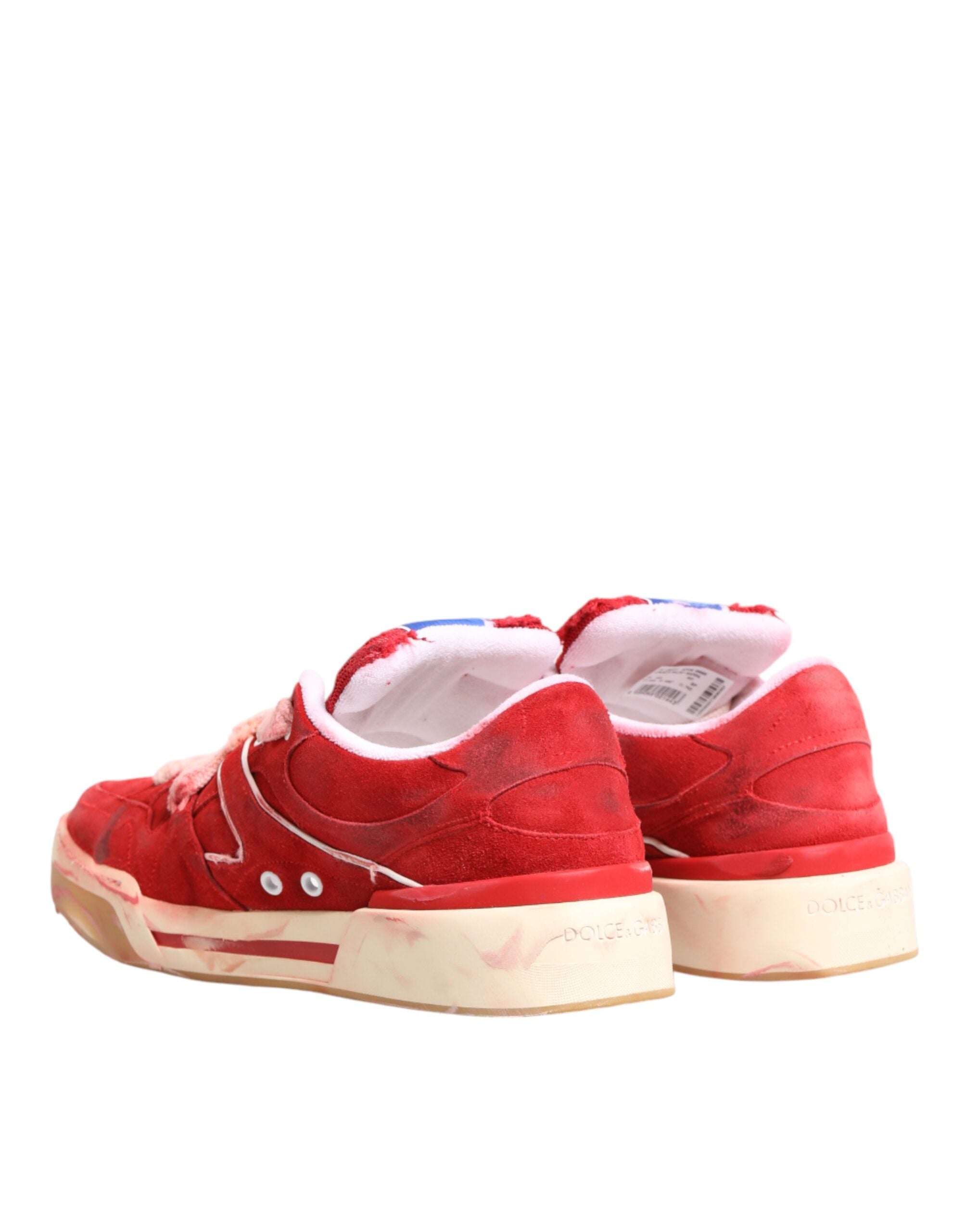 Dolce & Gabbana Red White Suede DG Logo Low Top Sneakers Shoes Dolce & Gabbana