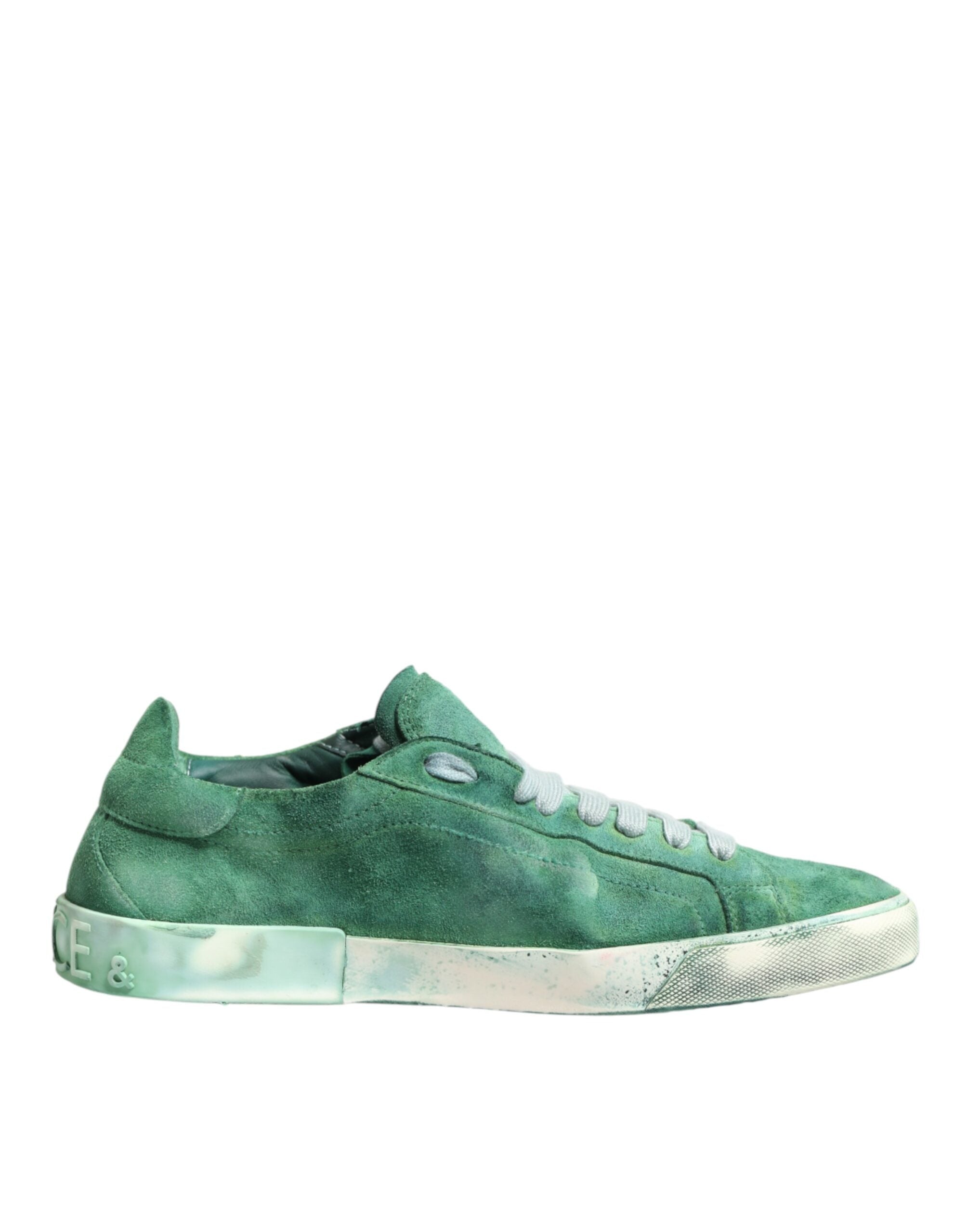 Dolce & Gabbana Green Suade DG Logo Sole Low Top Sneakers Shoes Dolce & Gabbana