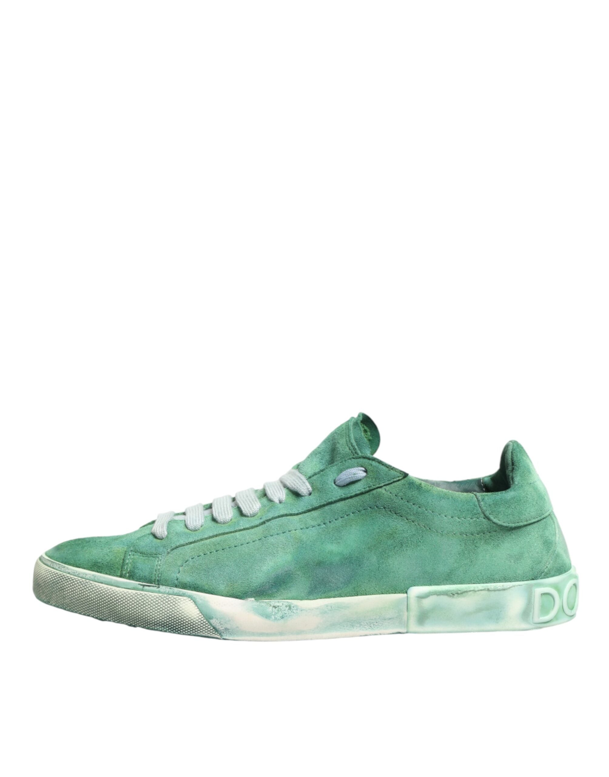 Dolce & Gabbana Green Suade DG Logo Sole Low Top Sneakers Shoes Dolce & Gabbana