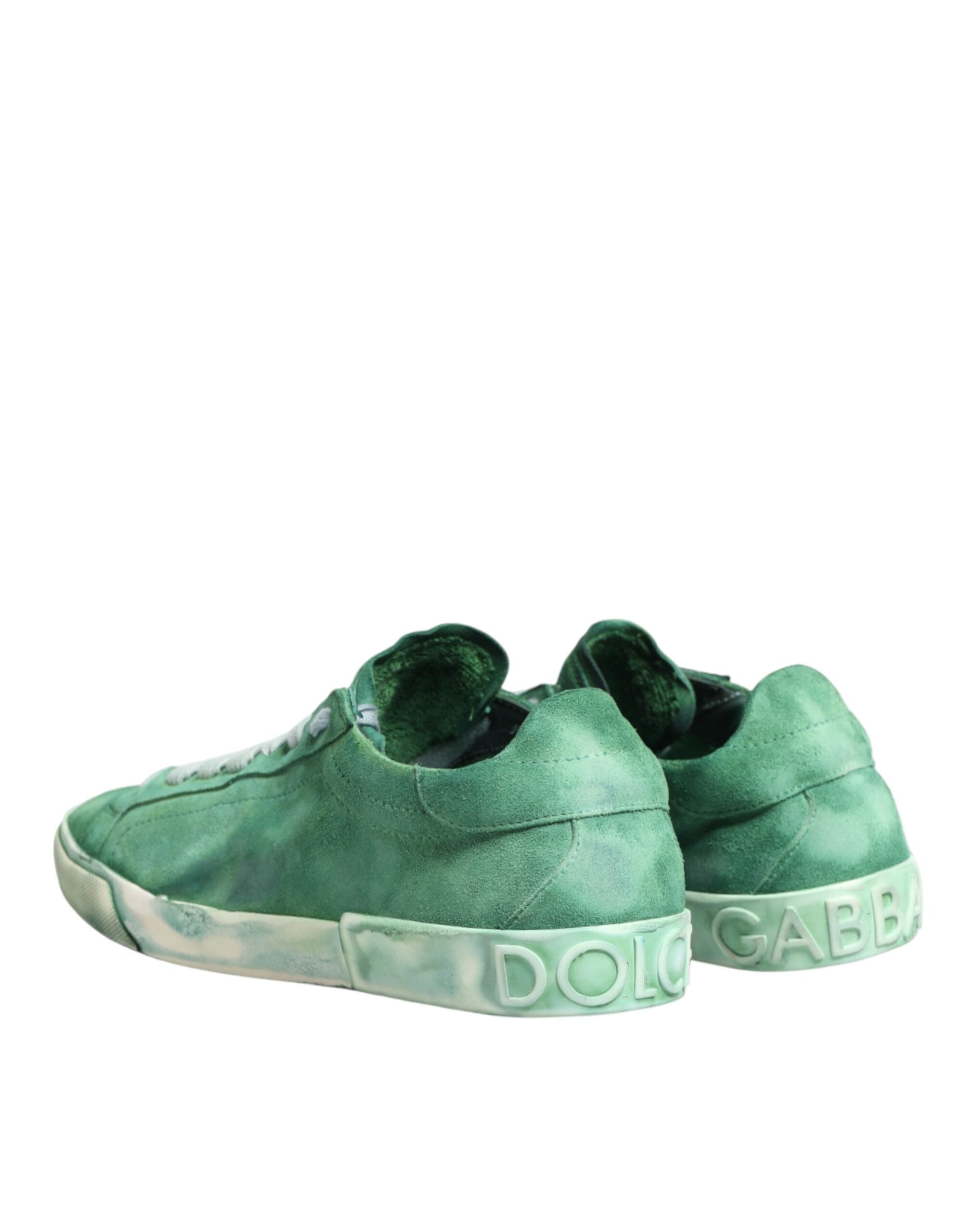 Dolce & Gabbana Green Suade DG Logo Sole Low Top Sneakers Shoes Dolce & Gabbana